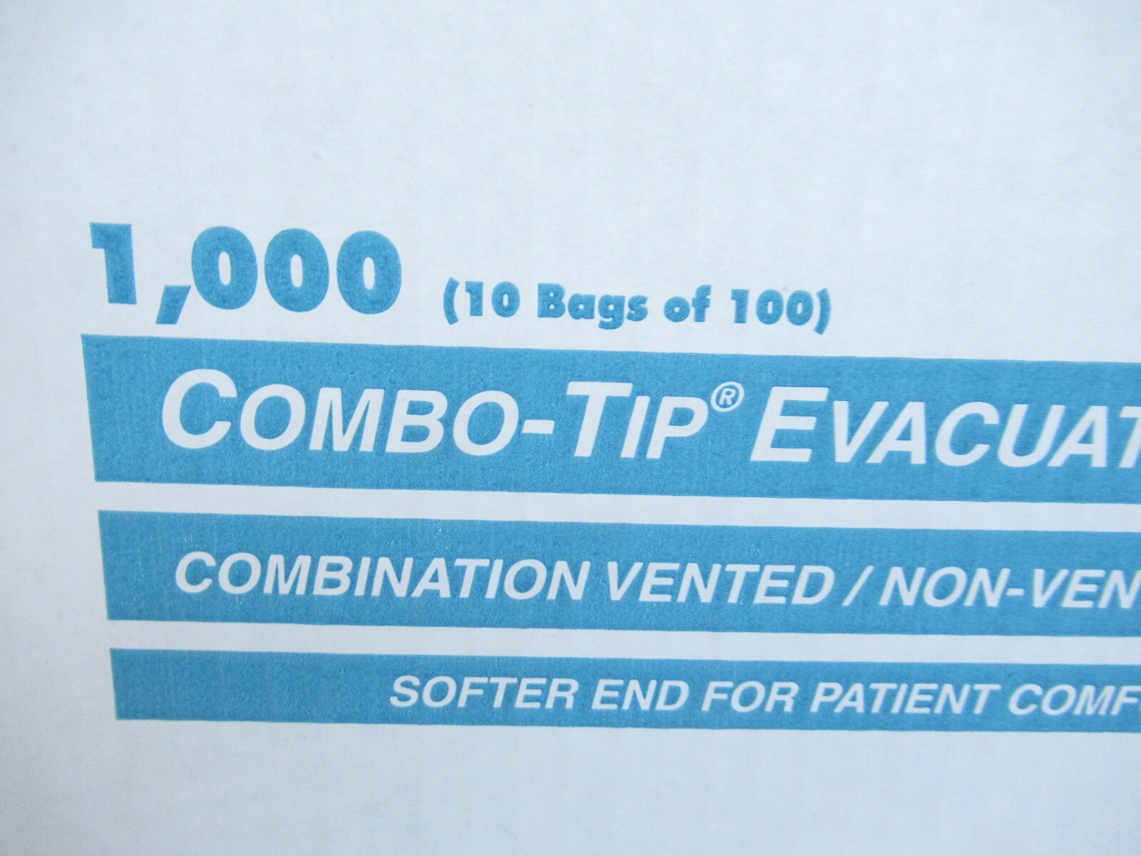 1 Case/1000 Crosstex Zet Combo Tip Evacuator (HVE) White Sealed