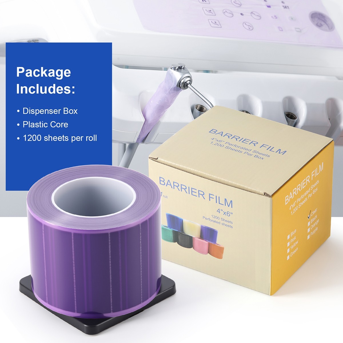 Dental Barrier Film Medical Tape Roll Adhesive 1200 Sheets 4″x6″ Tatoo Covers
