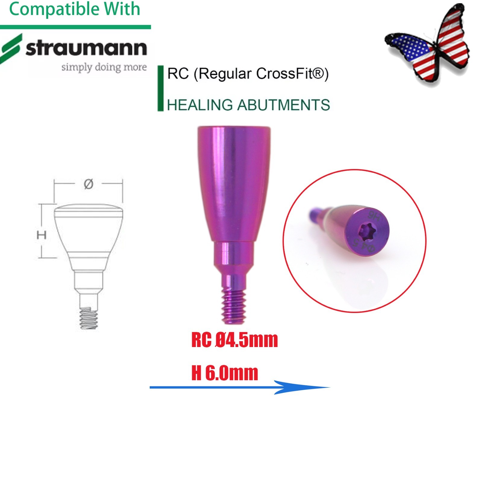 Dental Healing Abutment Cap/Closure Cover Screw Fit Straumann Cross Bone Level