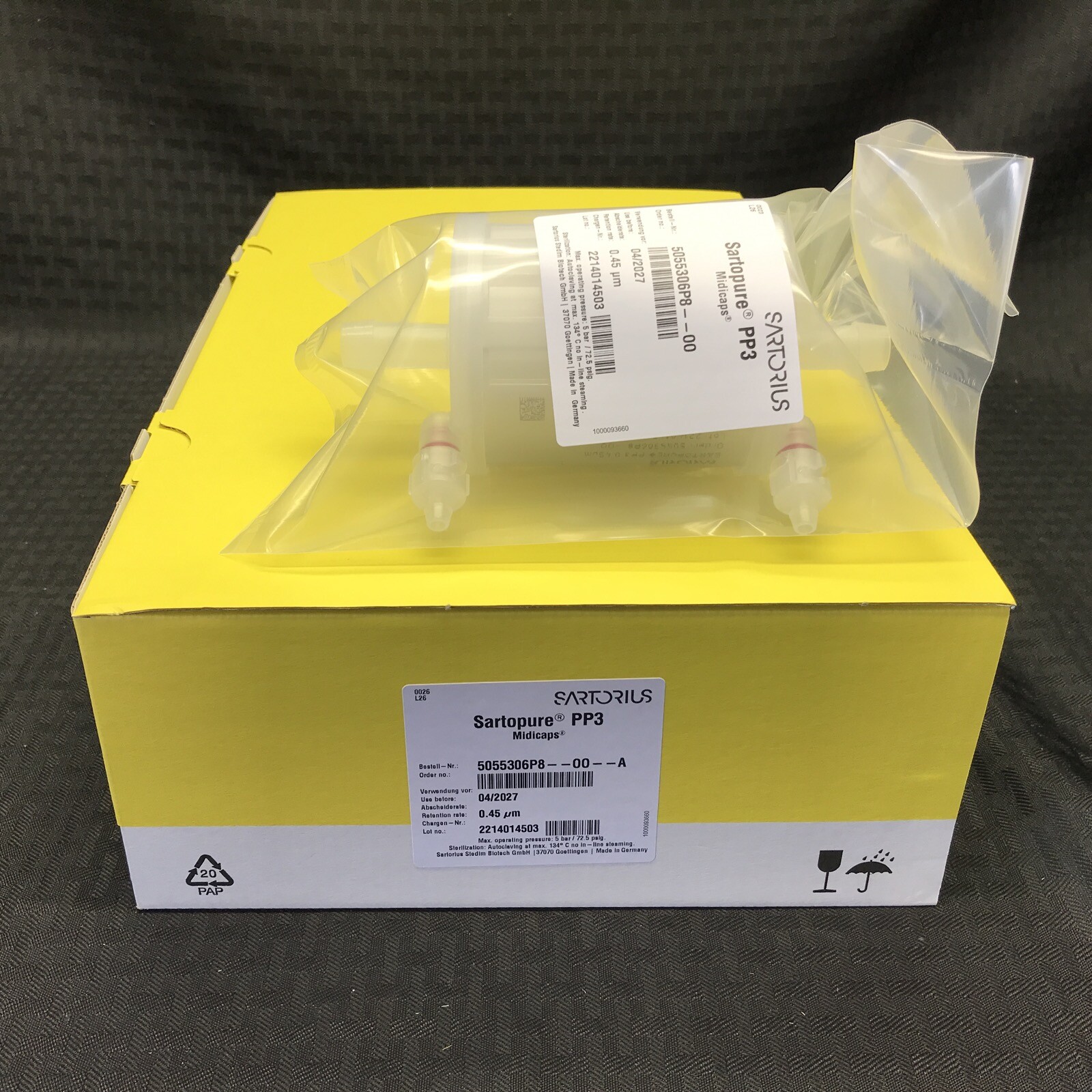 (4/Pk) SARTORIUS Sartopure PP3 Midicaps 0.45um Size 8 5055306P8-00-A