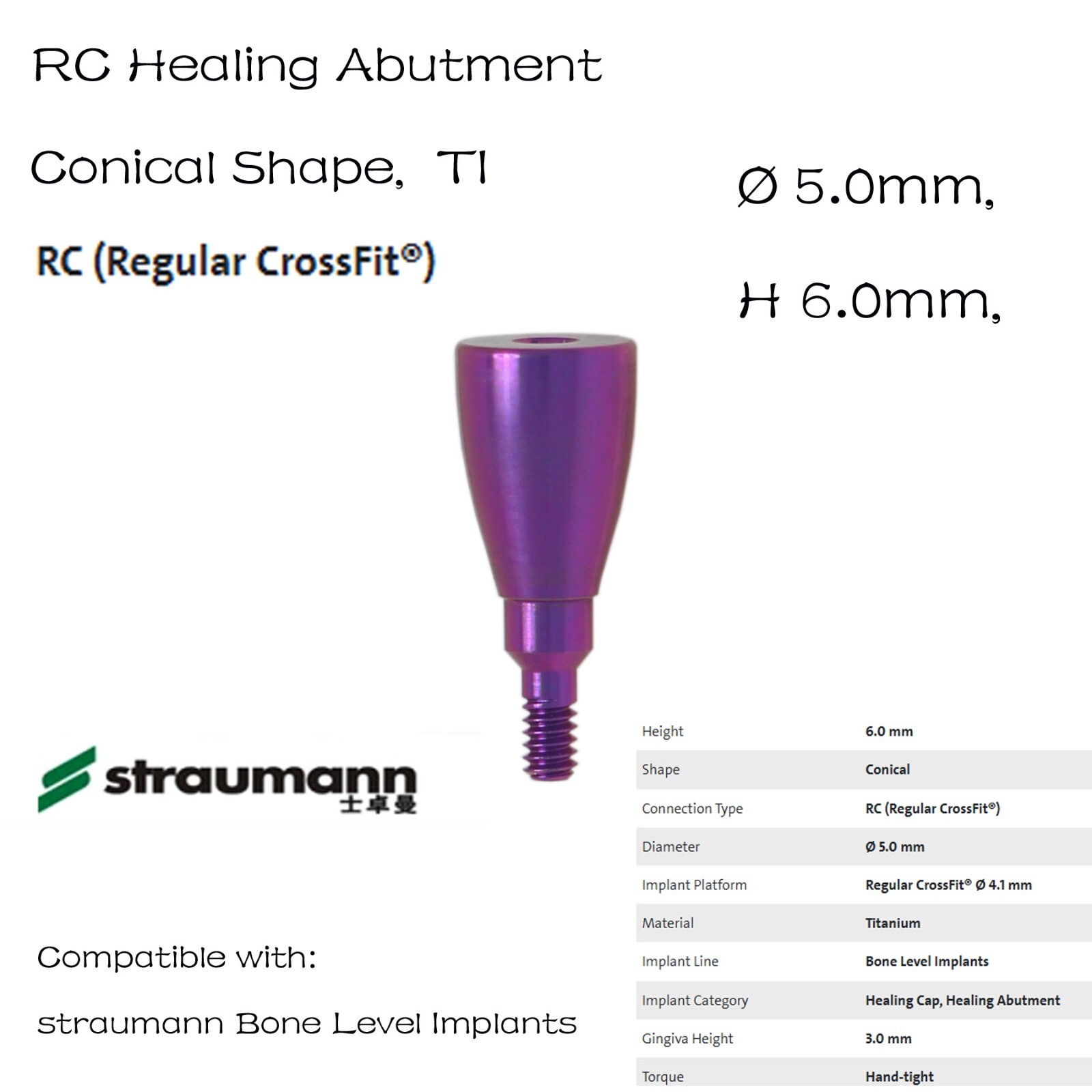 US Straumann RC Healing Abutment Healing Closure Fits ITI Bone Level Regular BLT