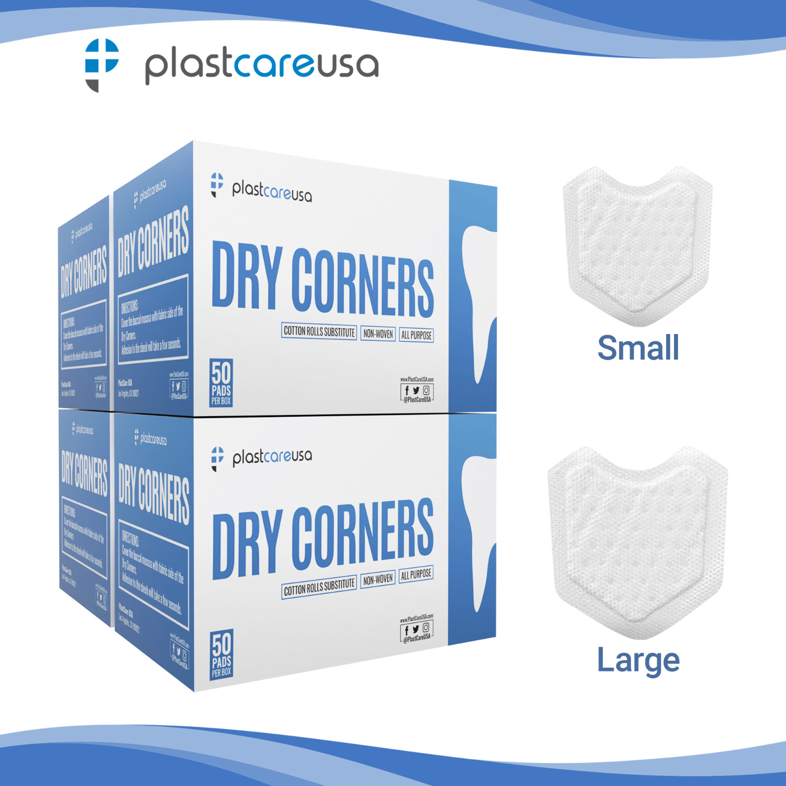 100 Small Dry Corners Angles, Soft Dental Pads Absorbent Saliva Moisture Control