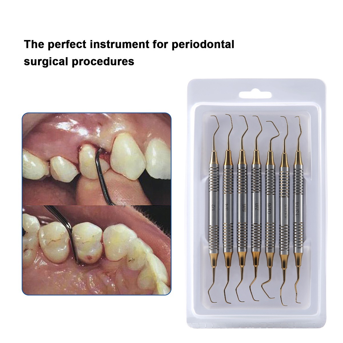 7Pcs Dental Periodontal Scaler Periodontal Hygiene Pick Tool Hand Instrument