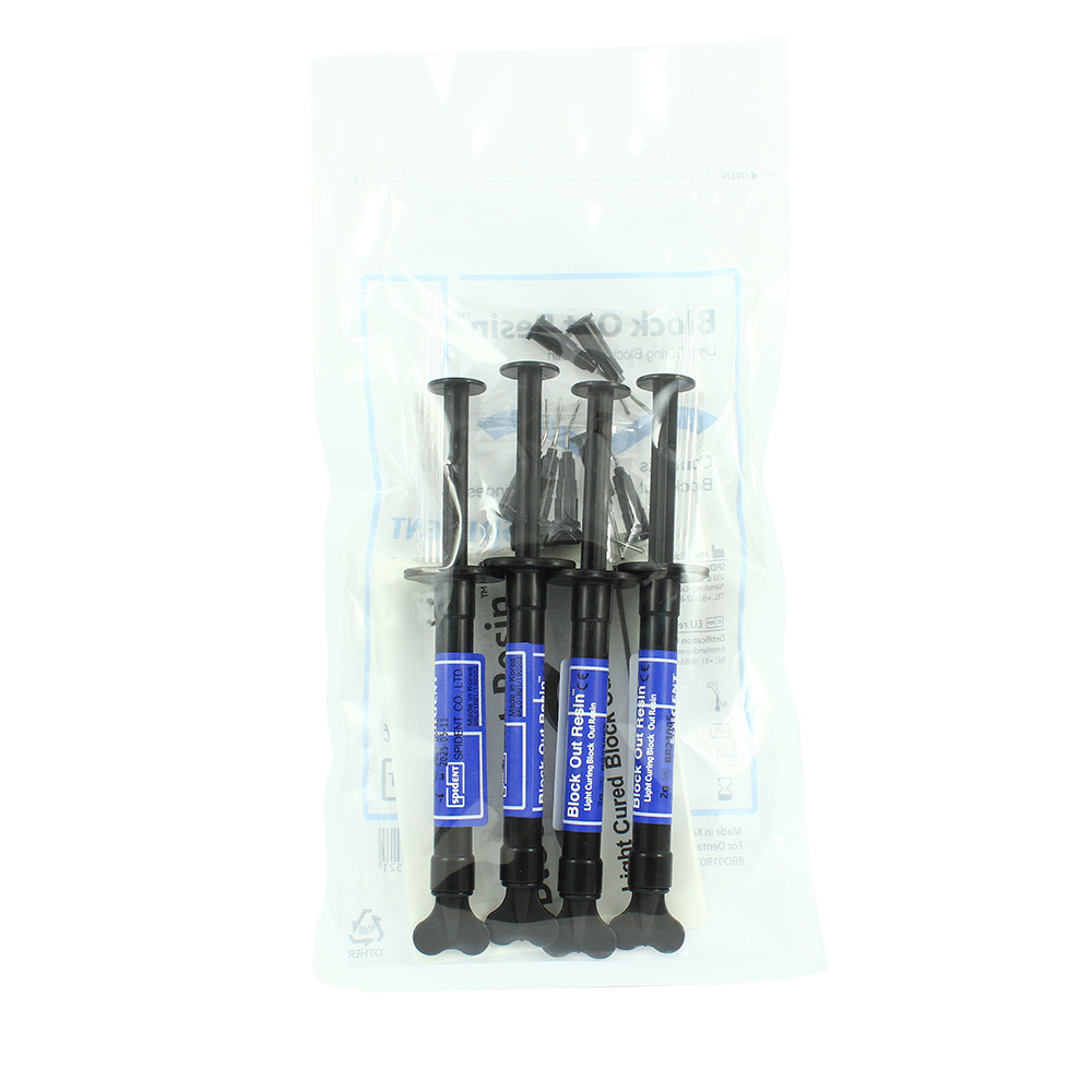 Dental Lab Versatile Spident Light Cure Blue Block-Out Resin 4×1.2ml Syringes