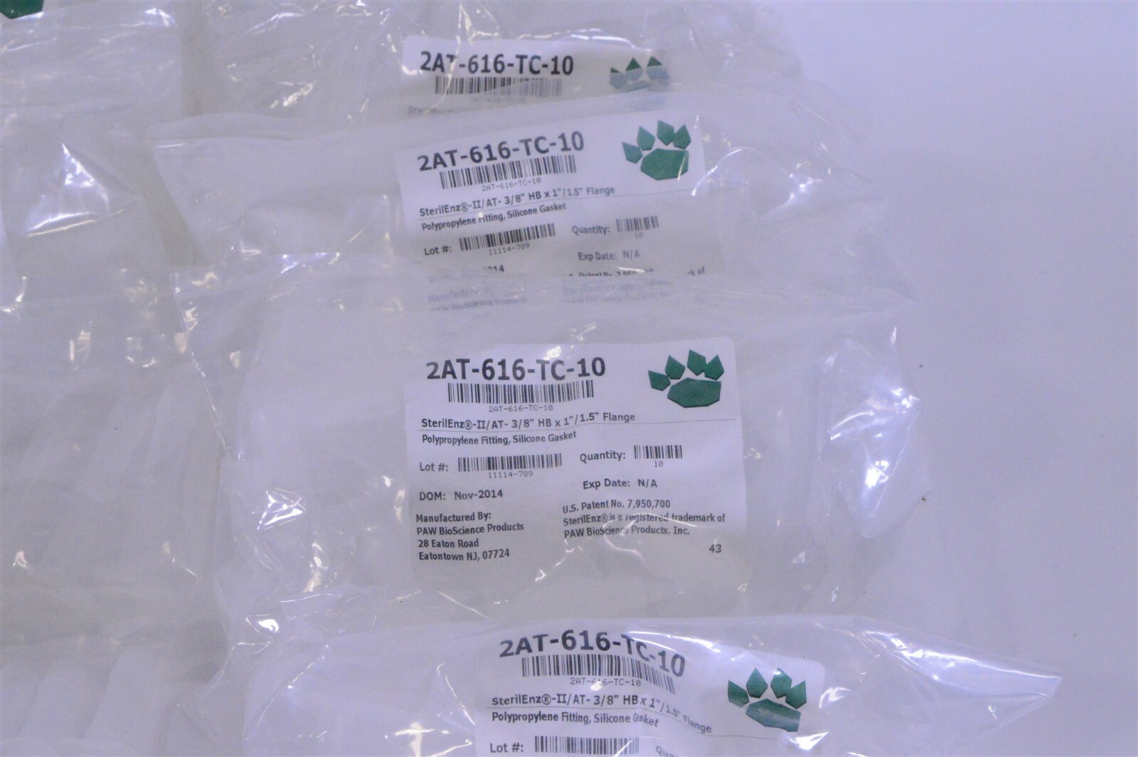 Lot of PAW BioScience Polypropylene Gaskets Mini-TC Caps Gamma-Stable