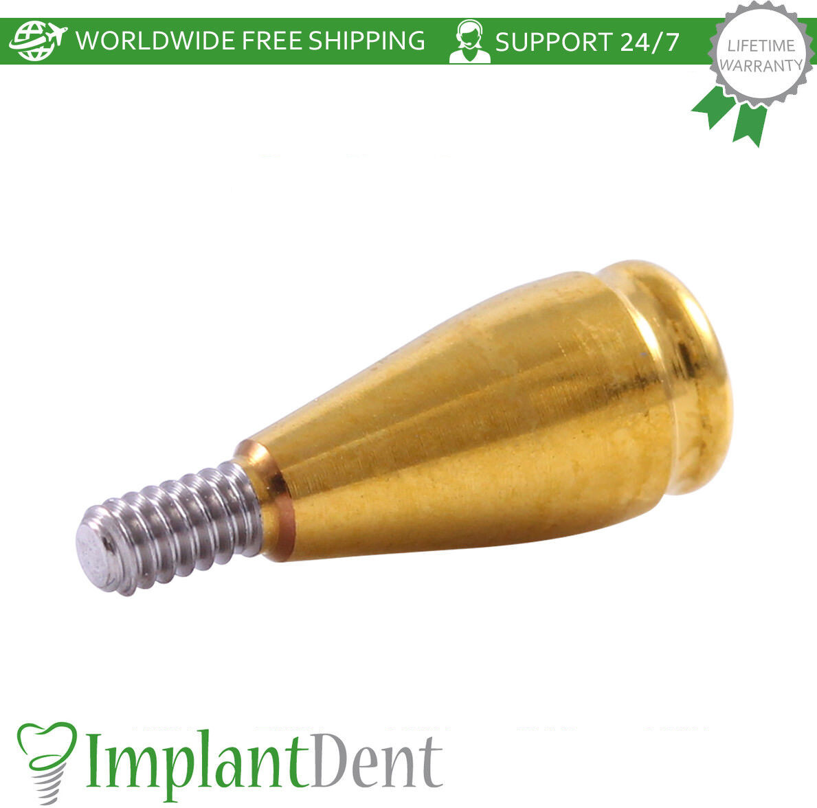 2x Dental Straight Lokator Attachment Narrow Platform Conical Hex 2.25mm