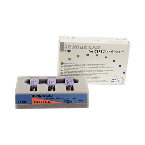Ivoclar Vivadent 648207 Ivoclar IPS e.max CAD CEREC Blocks InLab LT A3.5 B32 3Pk