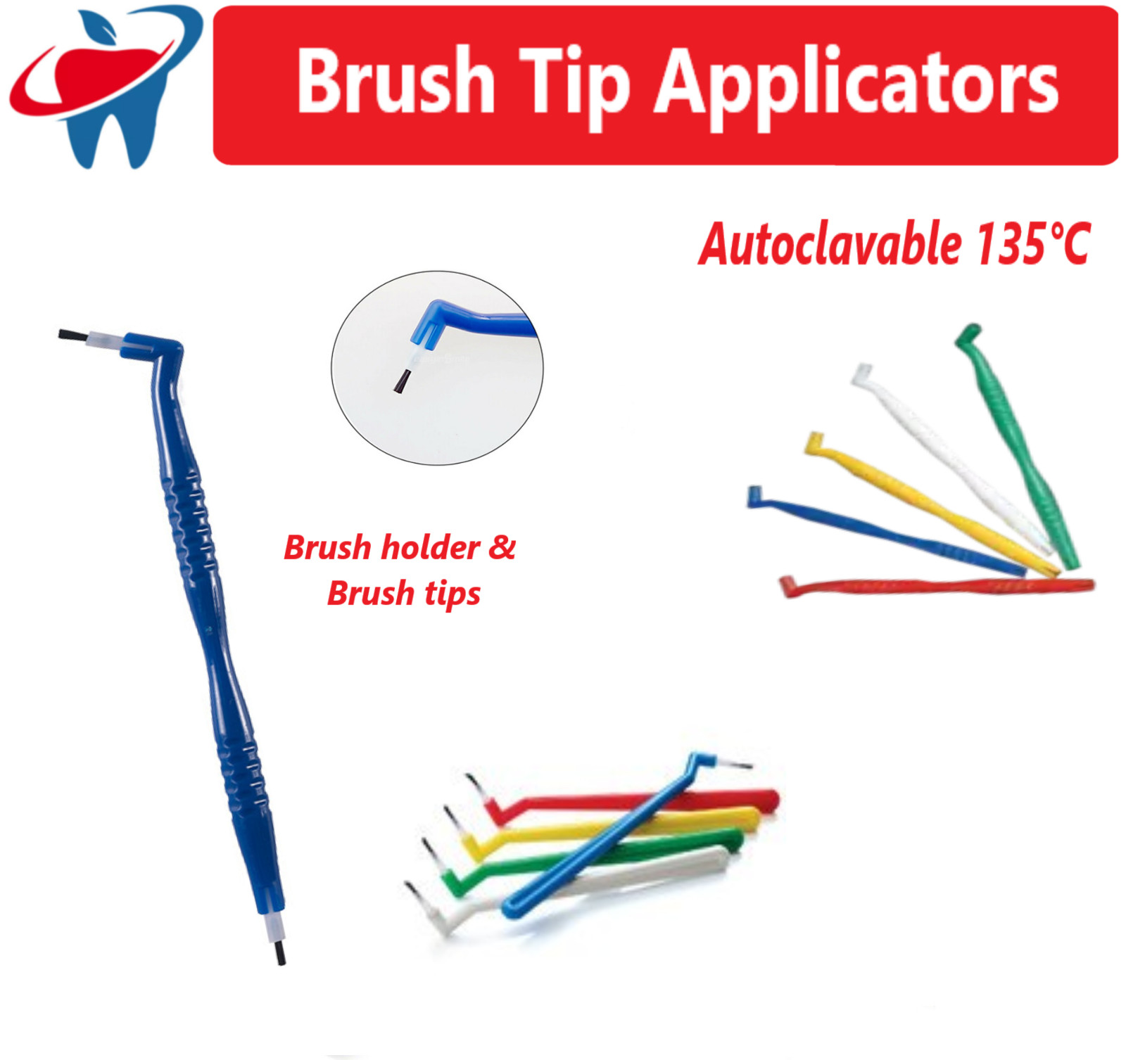 Disposable Dental Brush Holder Applicator 100 Brushes Tips with Handle 3M ESPE