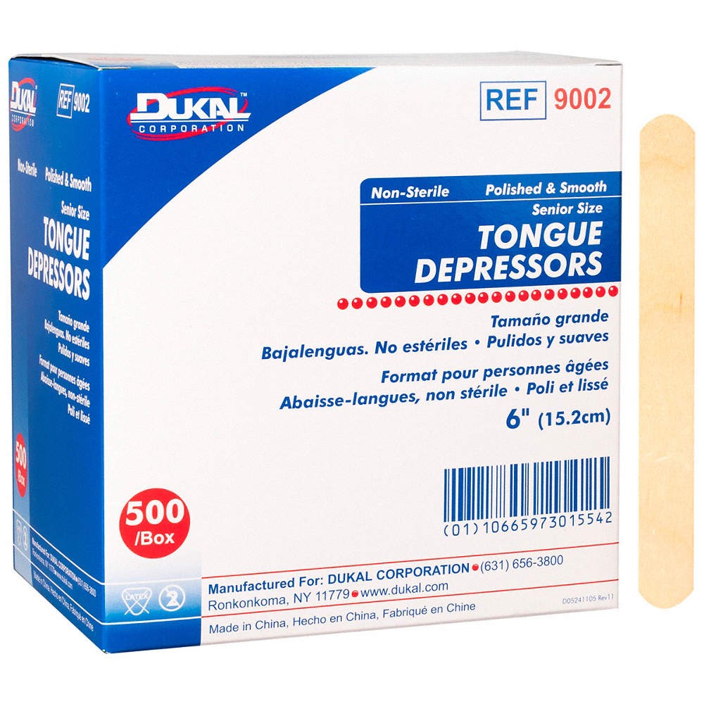 DUKAL Tongue Depressors,Non-Sterile,Wood,PK500 794KK5
