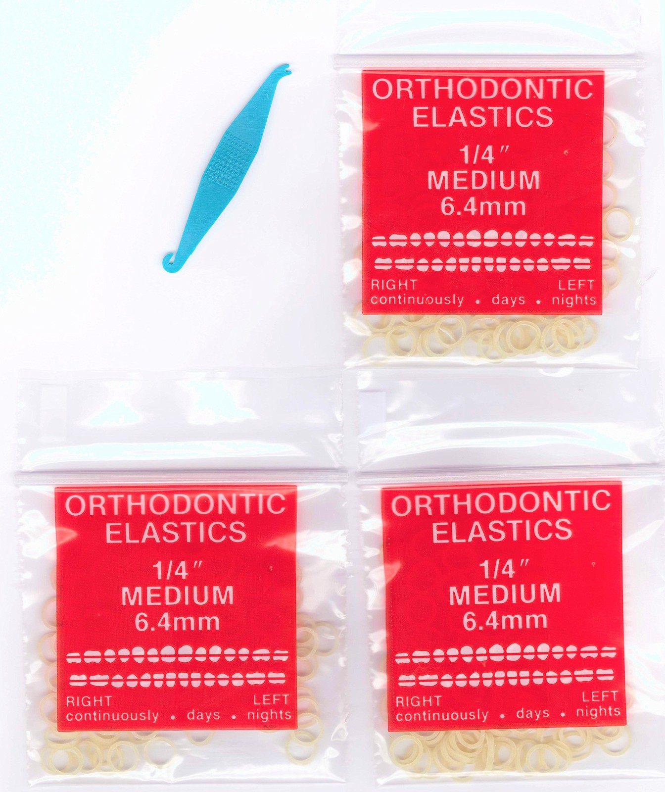 1/4″ inch Orthodontic Elastic Rubber Bands 300 100 Count (Pack of 3), NATURAL