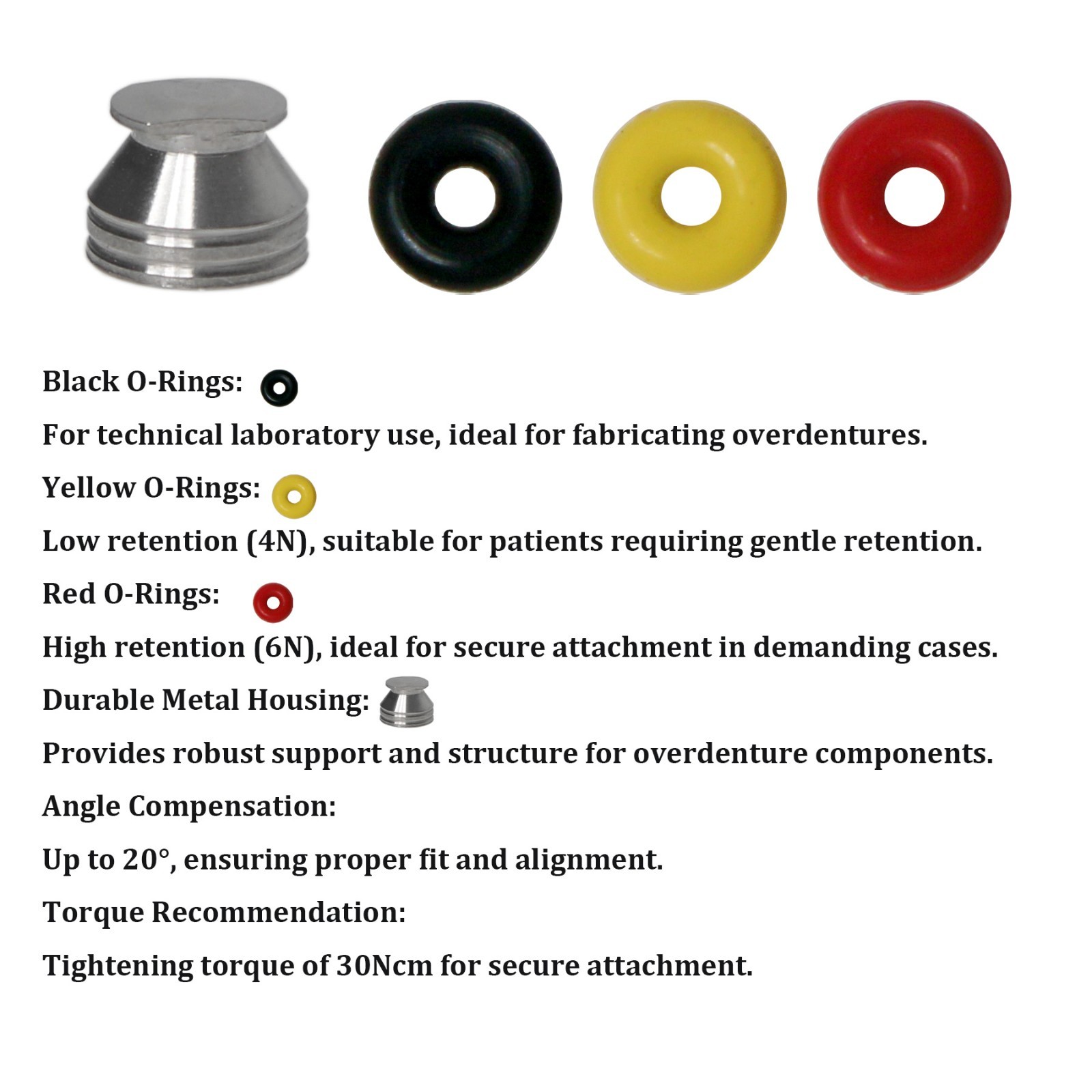 US Implant O-ring Retention Cap For Hiossen/Osstem Ball Attachment Overdenture