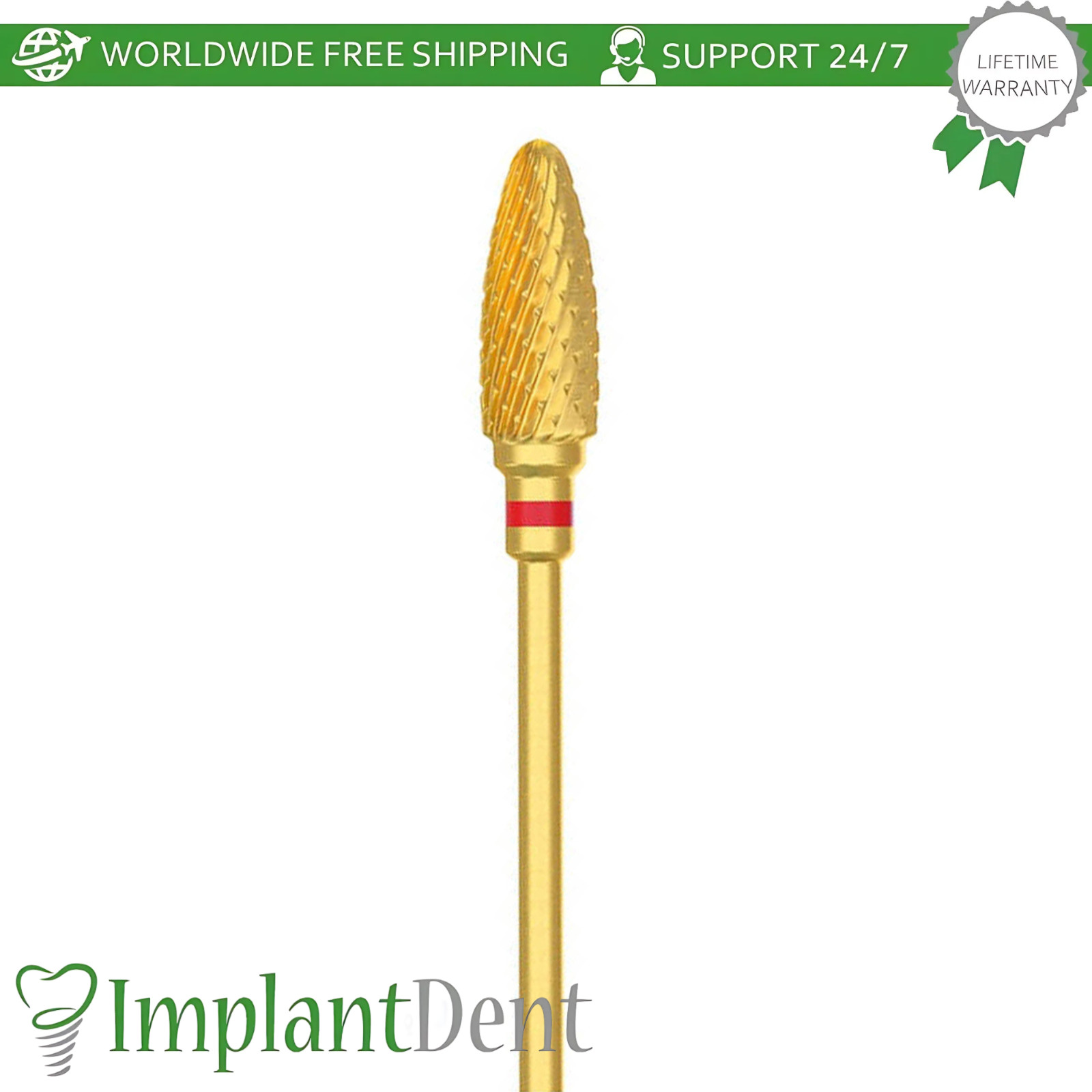 Dental Cross Cut Fine Grit Flame Gold Carbide Ø6.0mm x 14mm Bur 1140134