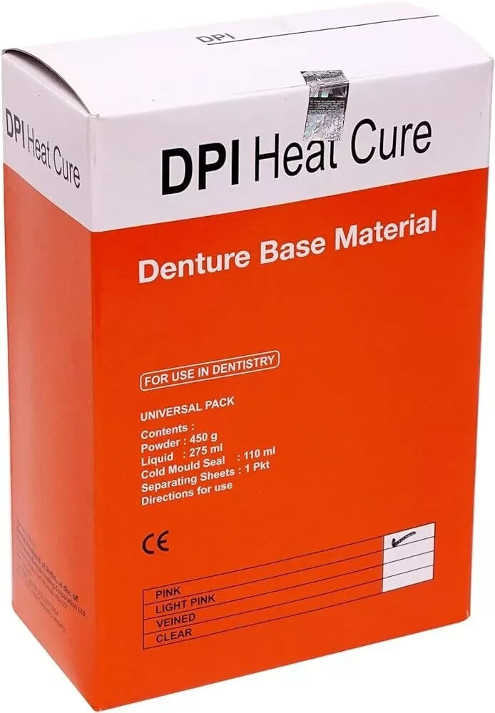 DPI Dental Heat Cure Denture Base Material Pack – Powder 450g + Liquid 275ml