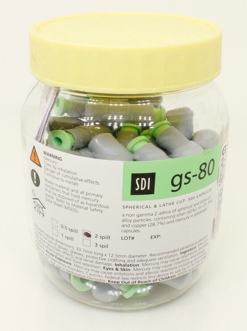 SDI GS-80 Amalgam Alloy Dental Material Regular Set Spill 50 Capsules Per Box