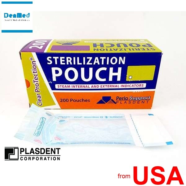 PLASDENT AUTOCLAVE POUCHES 3.5 x 9in Dual Indicator (200pcs/box). STERILI 420915