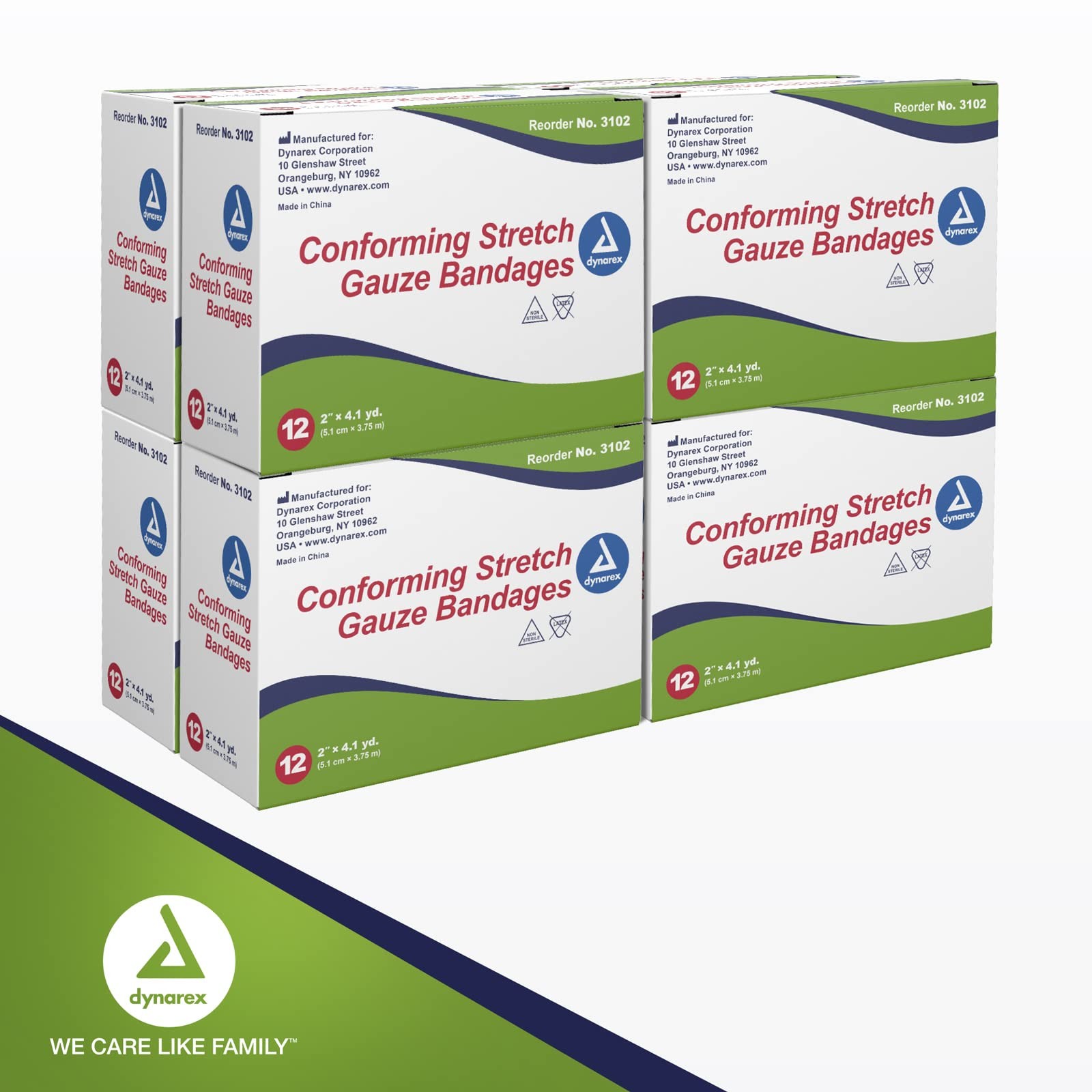 Dynarex Stretch Gauze Bandages, 2″ x 4.1 yds, Non-Sterile & x yds