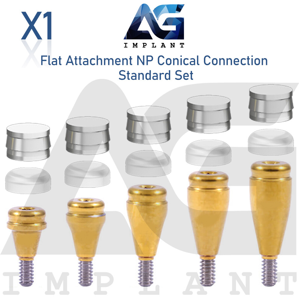 Flat Attachment Abutment Standard Silicone Set NP Conical Connection