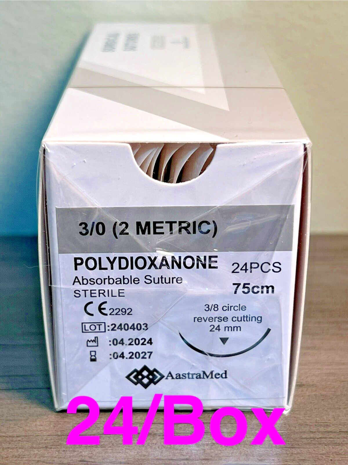 Sutures 3/0 PDO/PDS 24/Box Veterinary Dental Medical Polydioxanone Monofilament