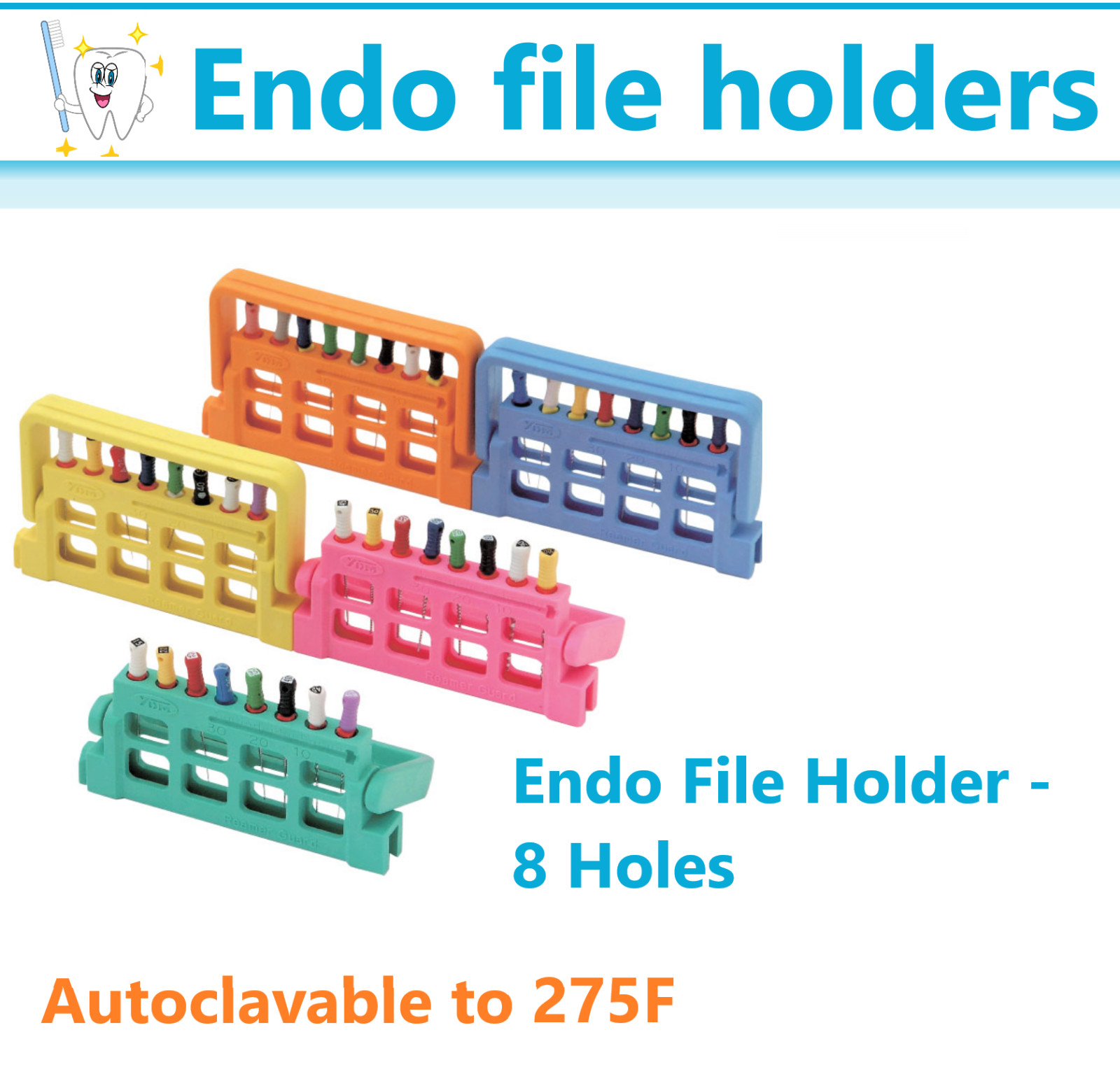Dental Round Endo Clean Stand Endo File Bur Block Holder, Autoclave to 275F