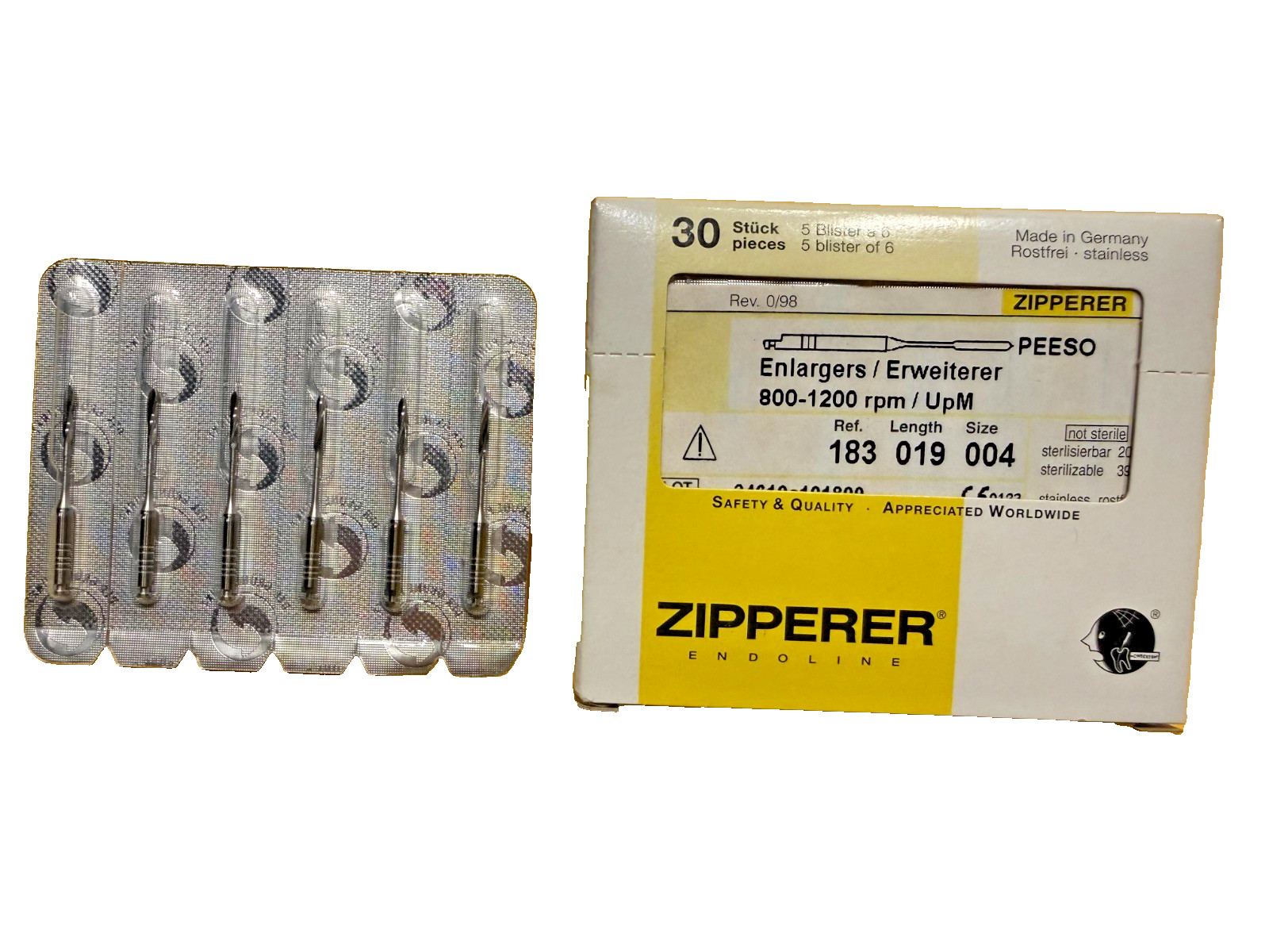 VDW Glidden PEESO Endo Rotary Drills size 4 (5 x 6 pk) 30 units Germany