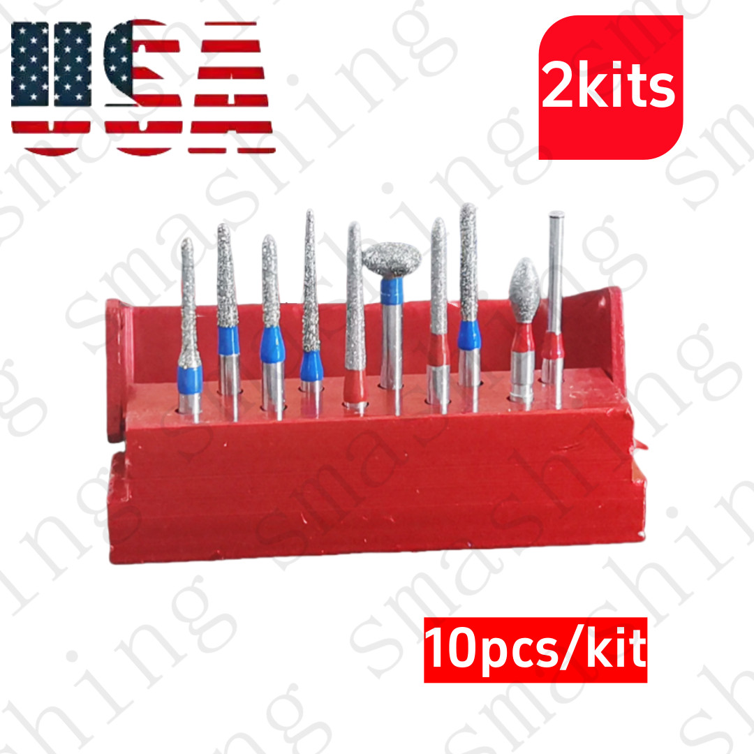 2Kits Dental Bridge Preparation Anterior Posterior Crown Diamond Burs Silver