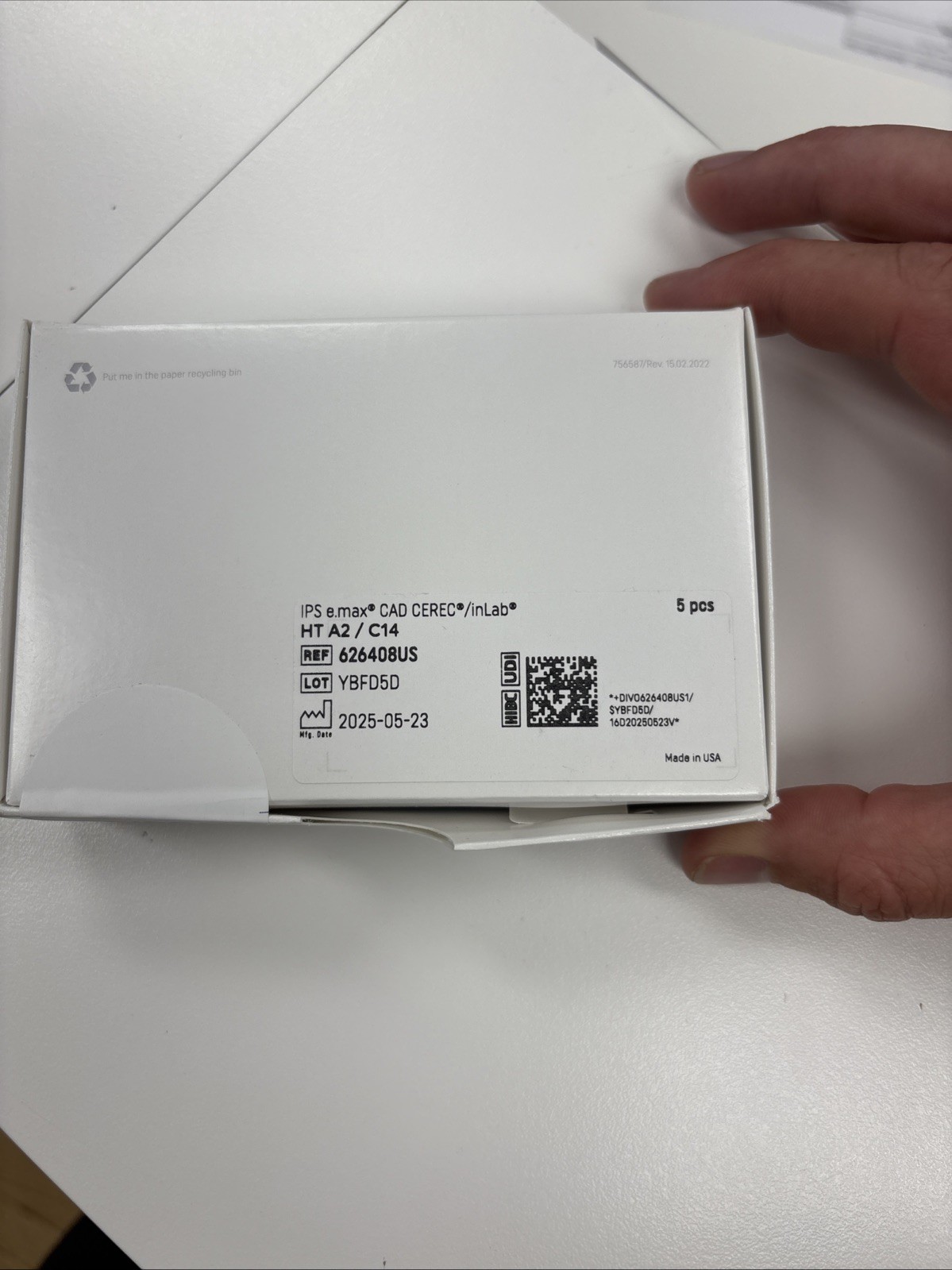 HT A2 C14 Ivoclar Emax Cad Cerec In-Lab Blocks, 5/Pack, Sealed Box