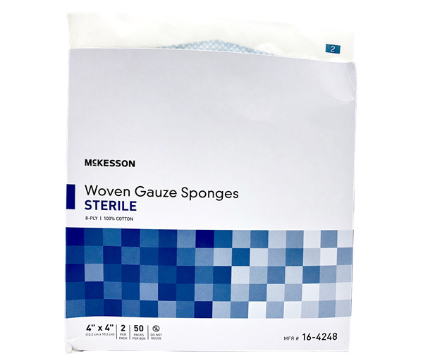Gauze Sponge Medi-Pak Performance Cotton Gauze 8-Ply 4 X 4” Sterile Box of 100