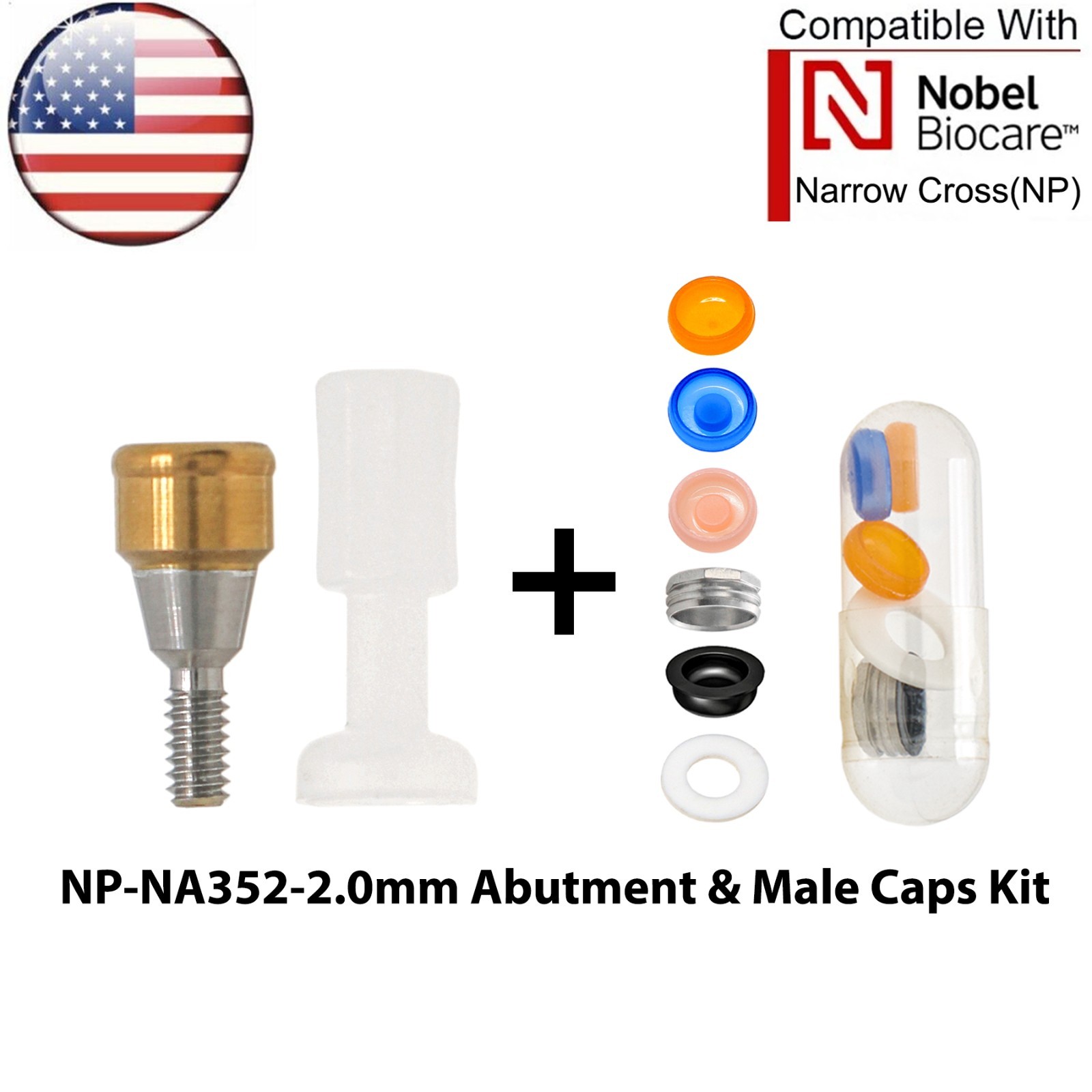 US Locator Attachment Abutment Conical NP/RP & Male Cap Inserts For Nobel Active