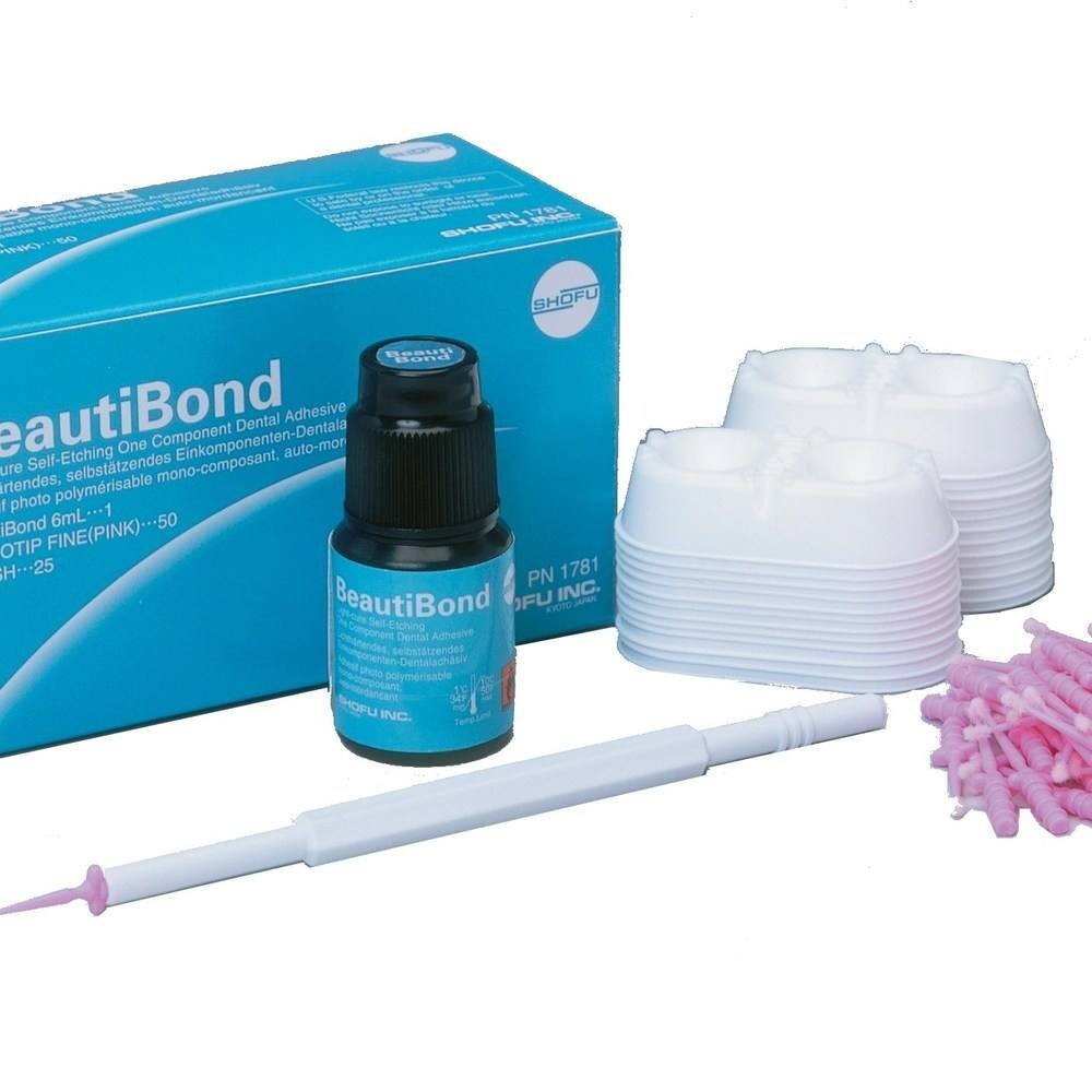Dental Shofu BeautiBond 6ml Adhesive Bond, Microtip Fine 50, V-Dish 25 Free Ship
