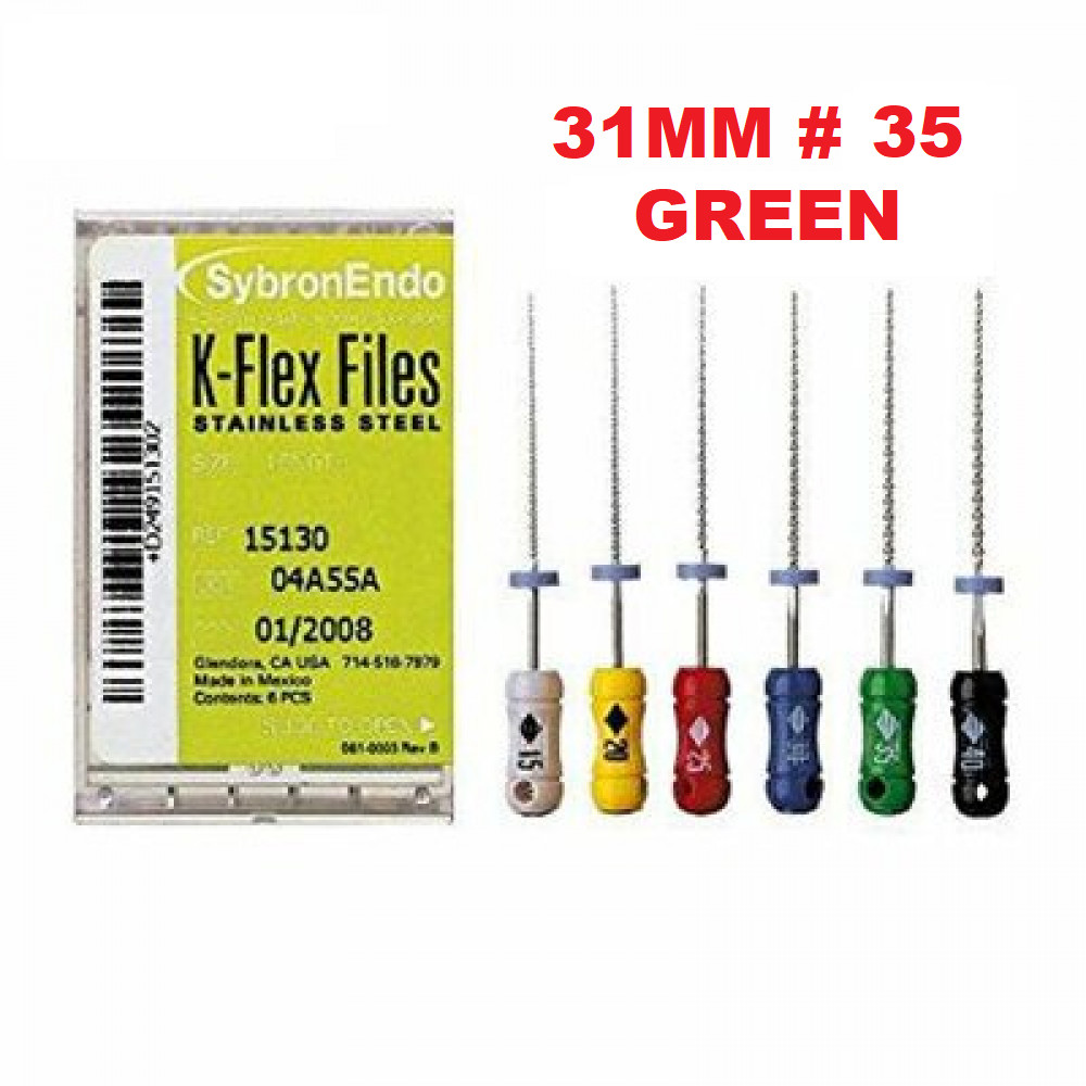Kerr Sybron Endo Dental 31mm Stainless Steel K-FLEX file 6-file per box all size