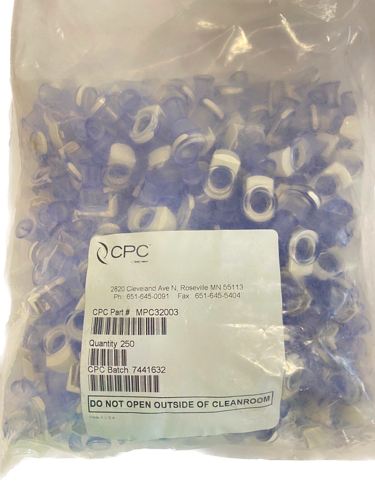 (250/Pack) CPC Polycarbonate MPC Non-Valved Coupling Caps MPC32003