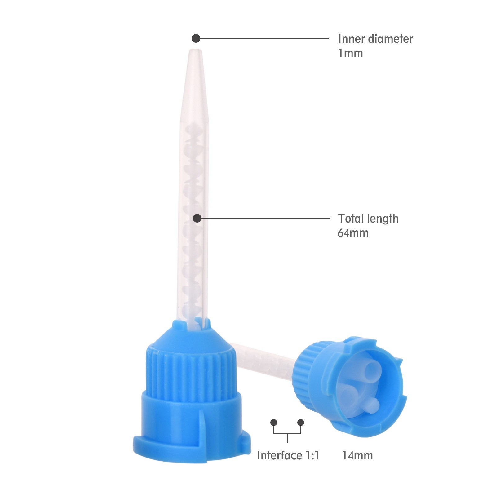 250(5 Bags) Dental Mixing Tips Impression Temporary C&B Material Blue/White