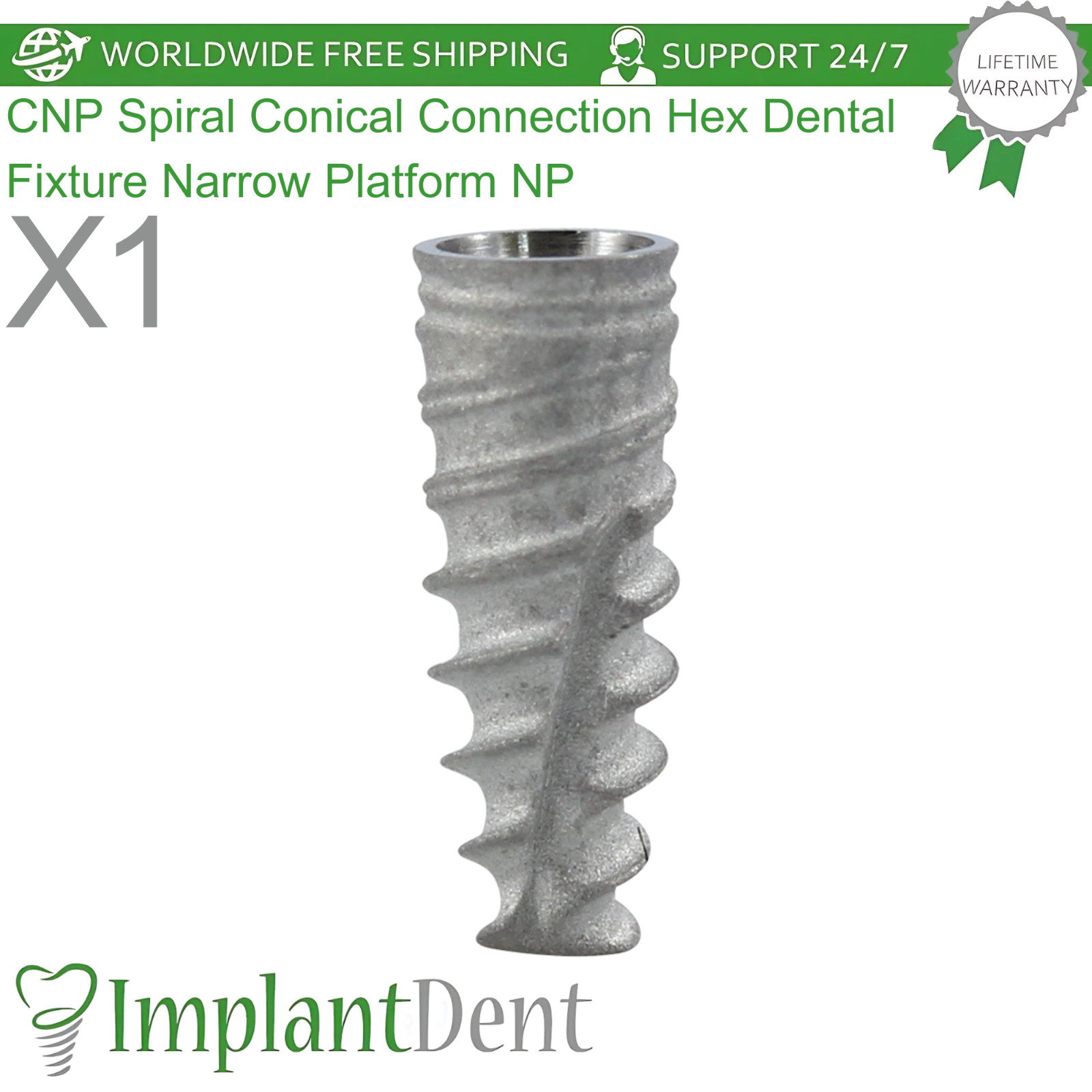 CNP Spiral Conical Hex 2.25mm Dental Fixture Narrow Platform NP Ø3.5mm