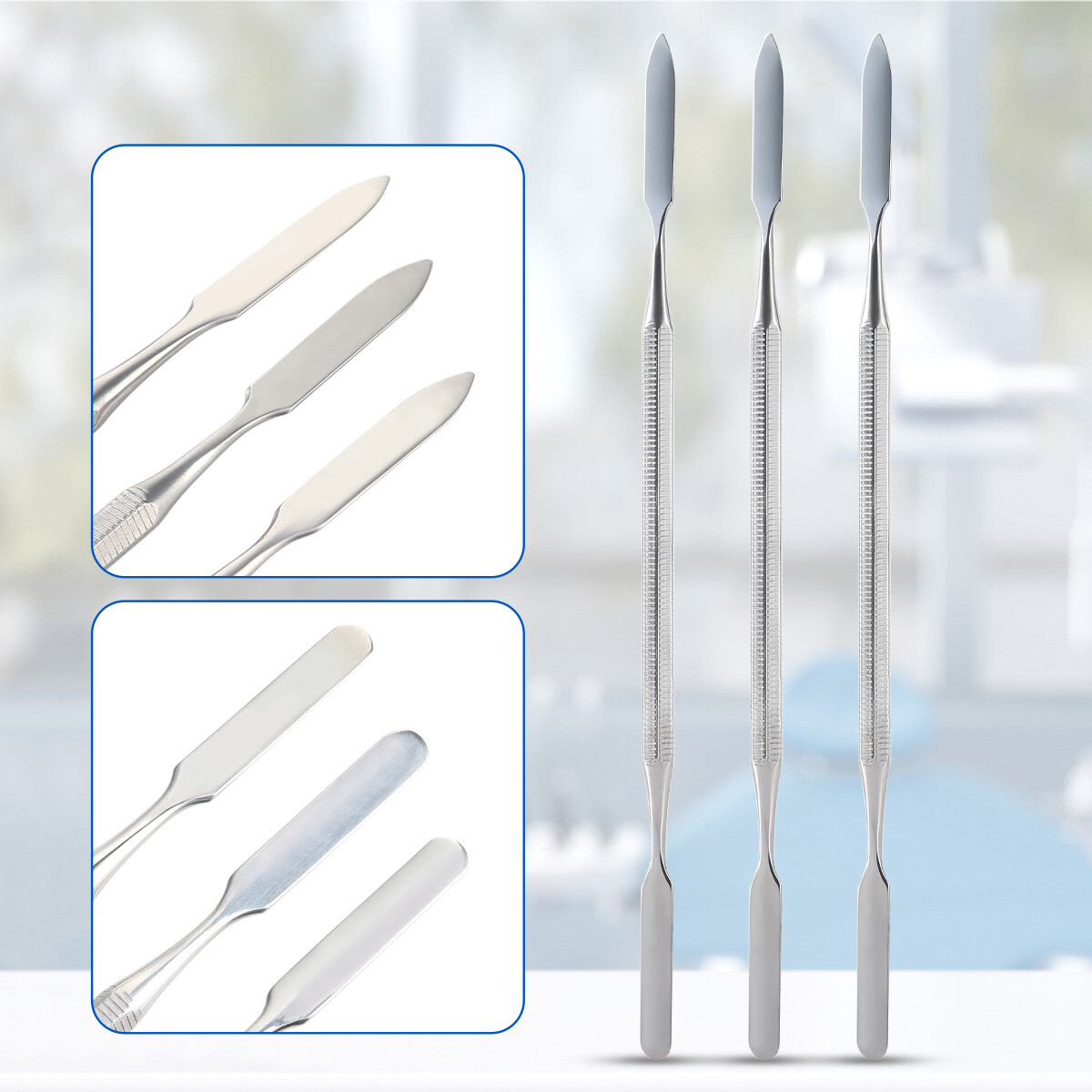 3Pc Stainless Steel Mixing Spatula Tool Non-Slip Handle Mixing Stick Color Tools