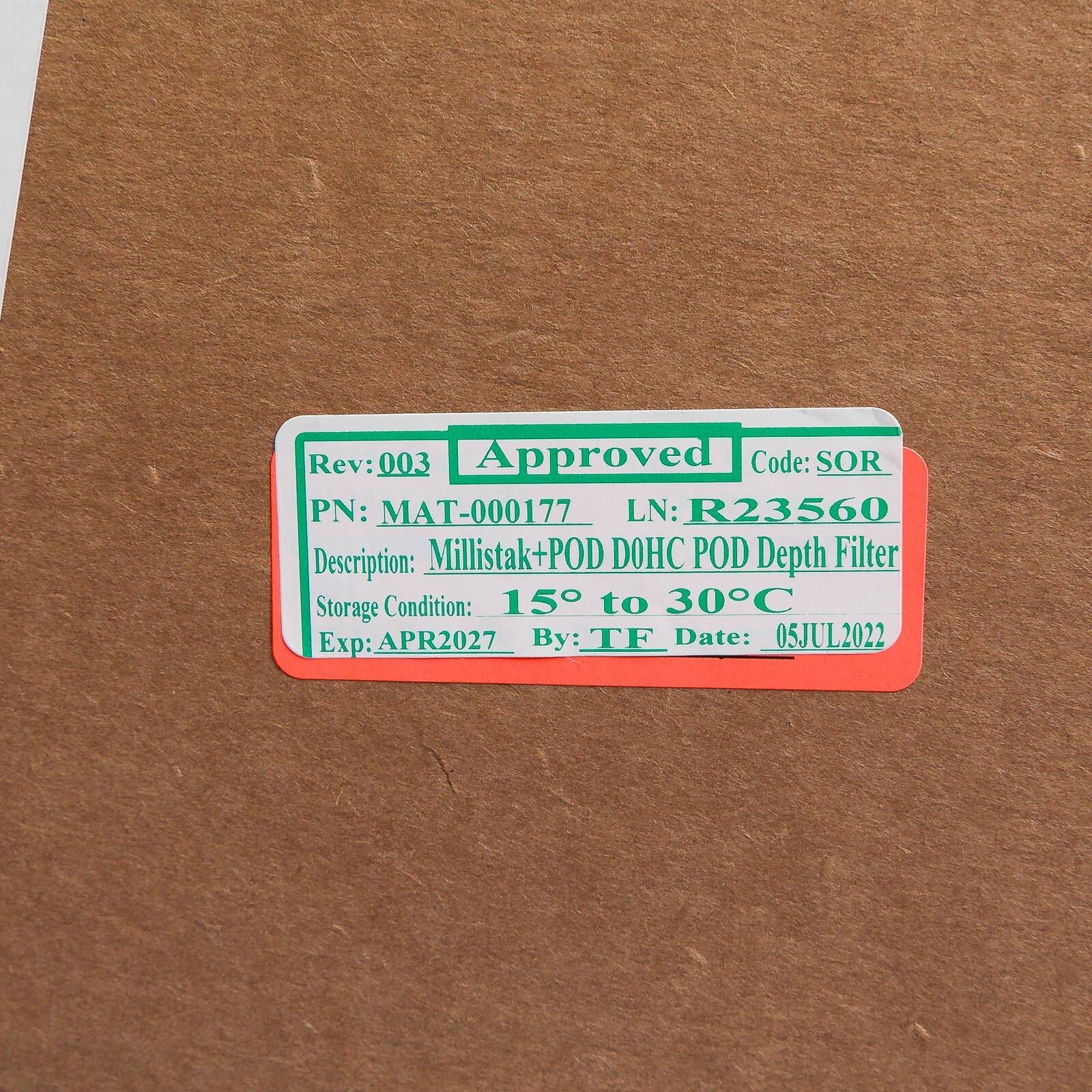 Millipore MD0HC10FS1 Millistak+ HC Pod Depth Filter D0HC 1.1 m2 EXP 04/2027 NIP
