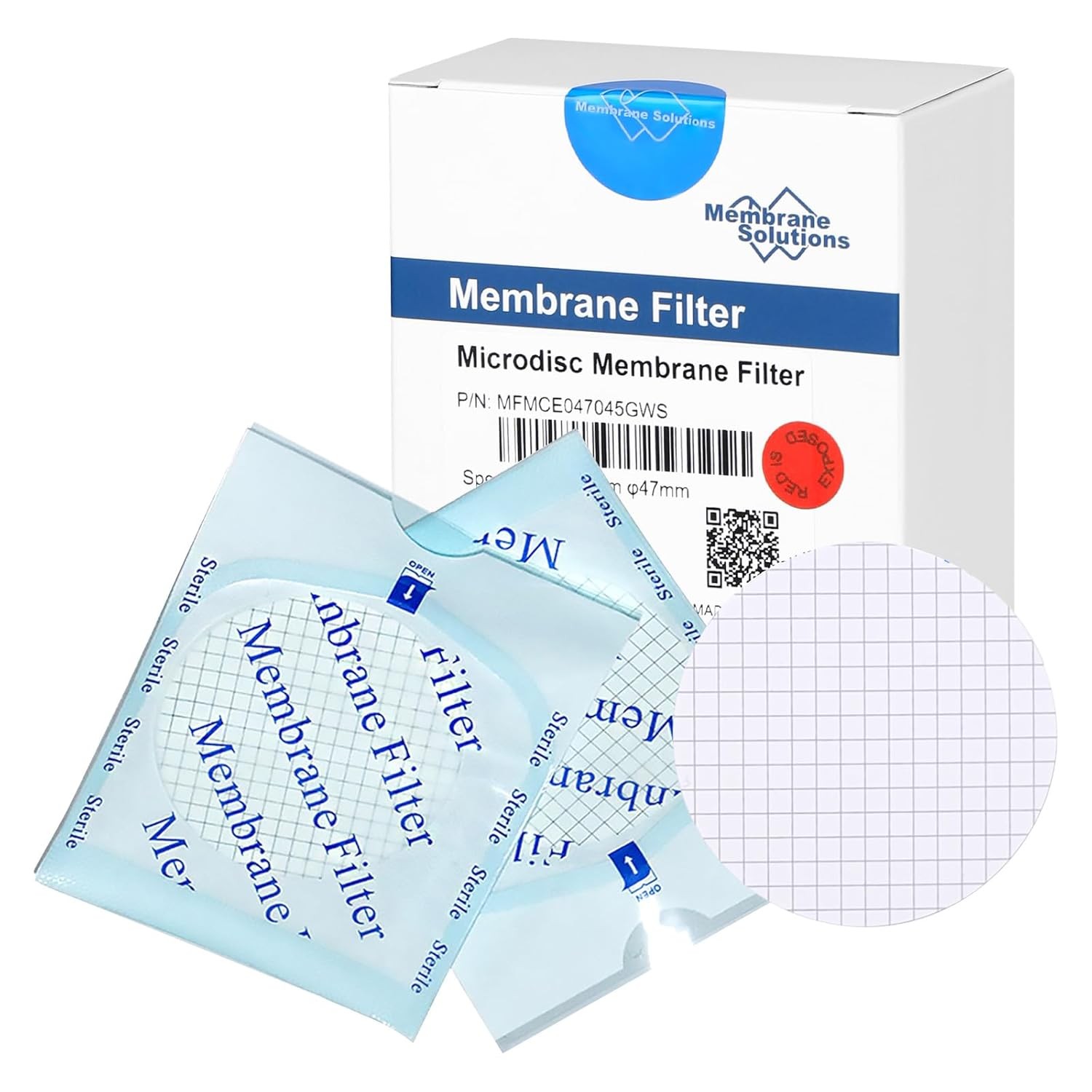1000PCS Lab Sterile MCE Gridded Membrane Filters 47mm 0.45µm Gamma-irradiated