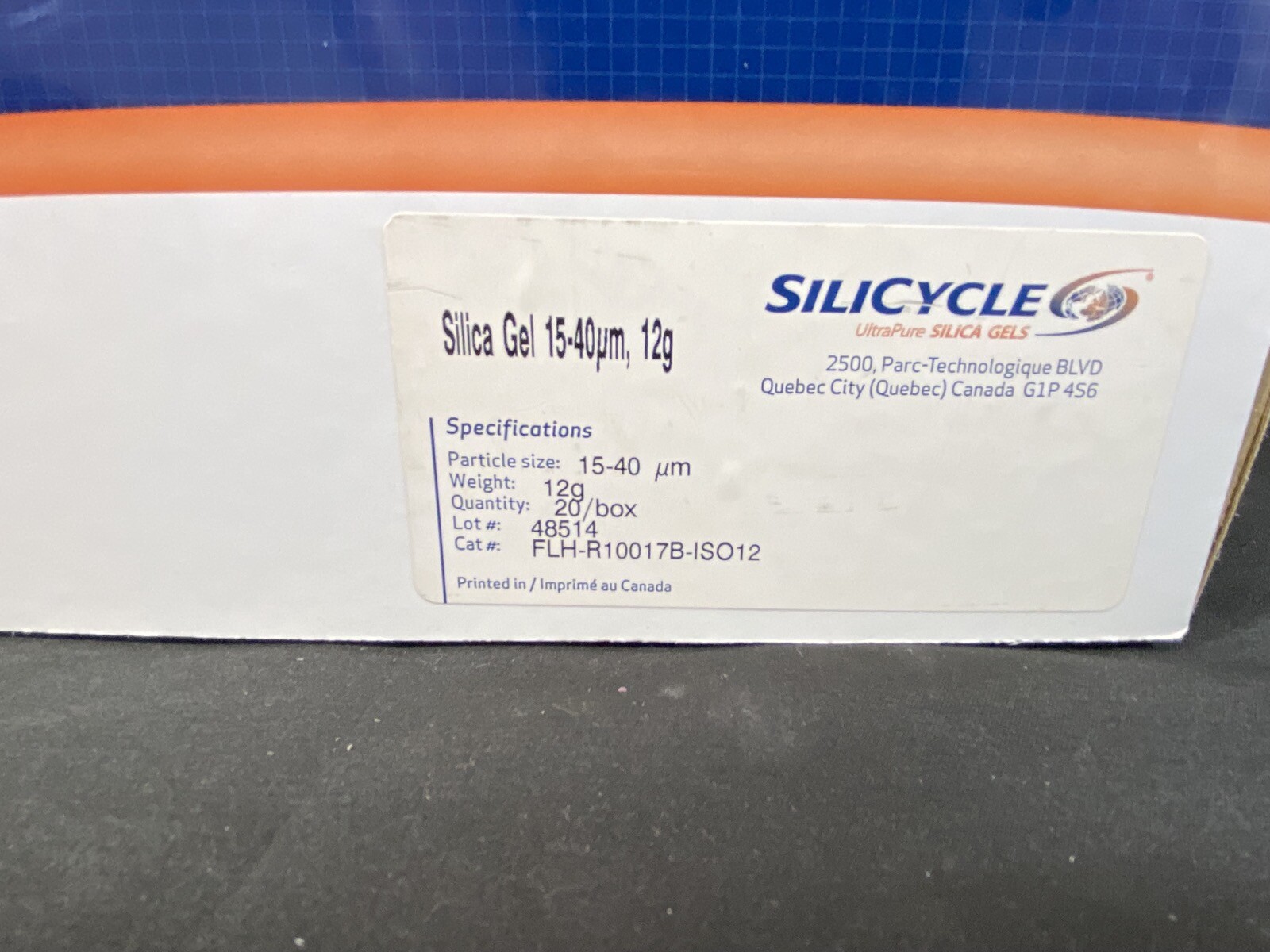 SILICYCLE Silica Gel 12g 15-40µm Flash Cartridge FLH-R10017B-ISO12 (12/pk)