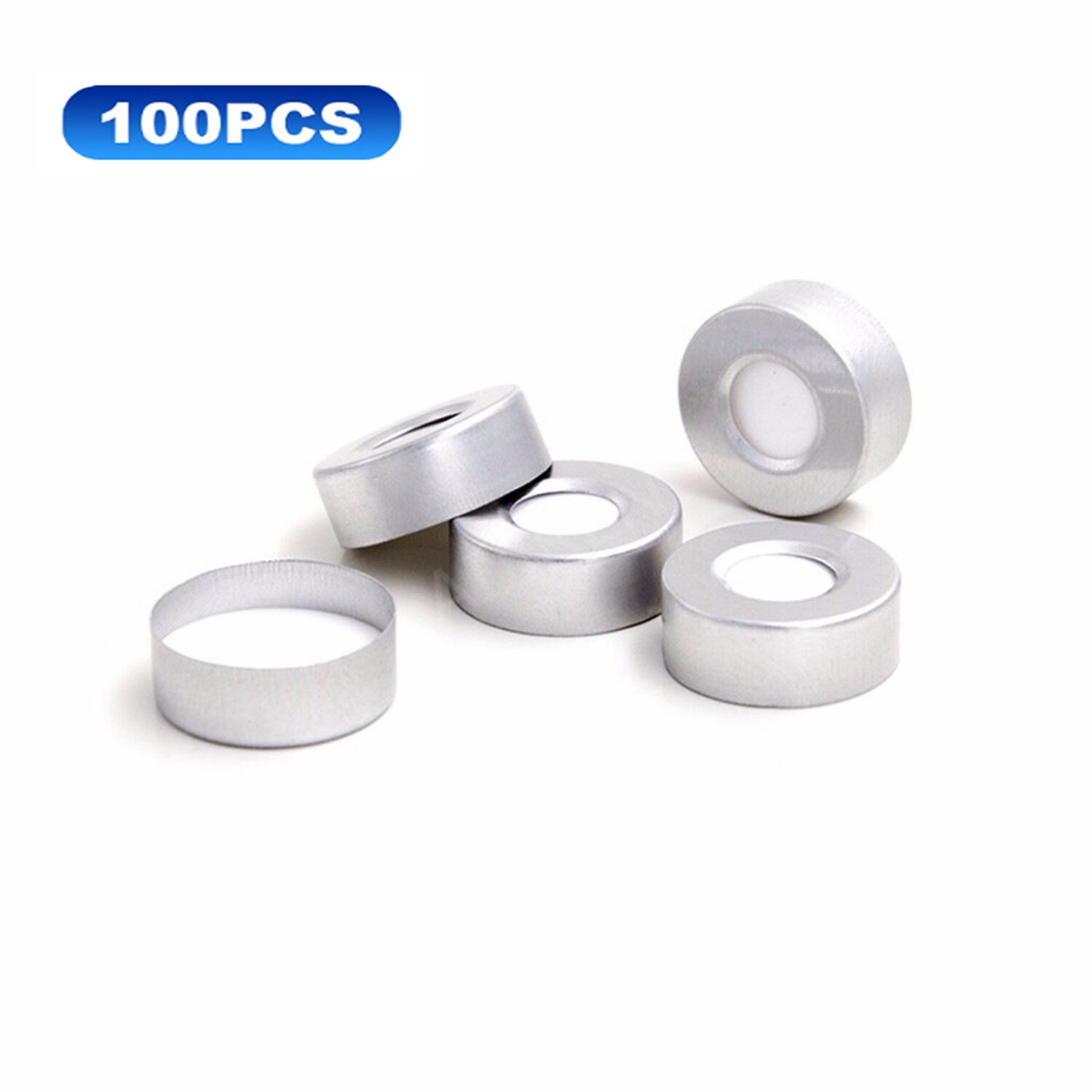 5000pcs 20mm Aluminum Crimp Cap PTFE/White Silicone Septa F 10ml/20ml HPLC Vials