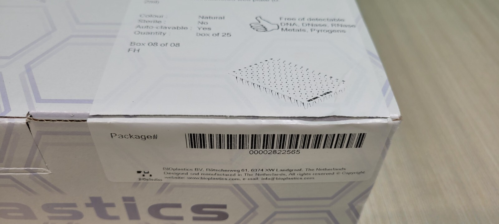 (QTY. 25) BIOPLASTICS 96 Well x 0.2 ml Plate, Laser Marked RP, LF, NON SK NEW