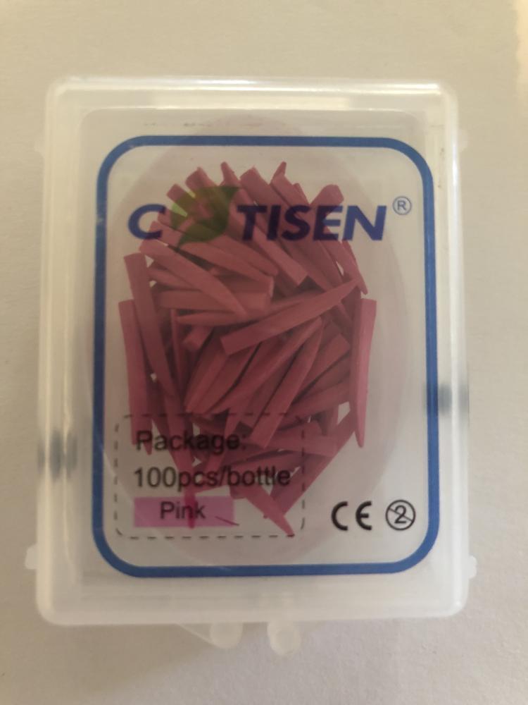 Poly-Wooden Wedges Eco-Friendly Pink Size: 1.5*2.0*16mm 100pcs/bottle