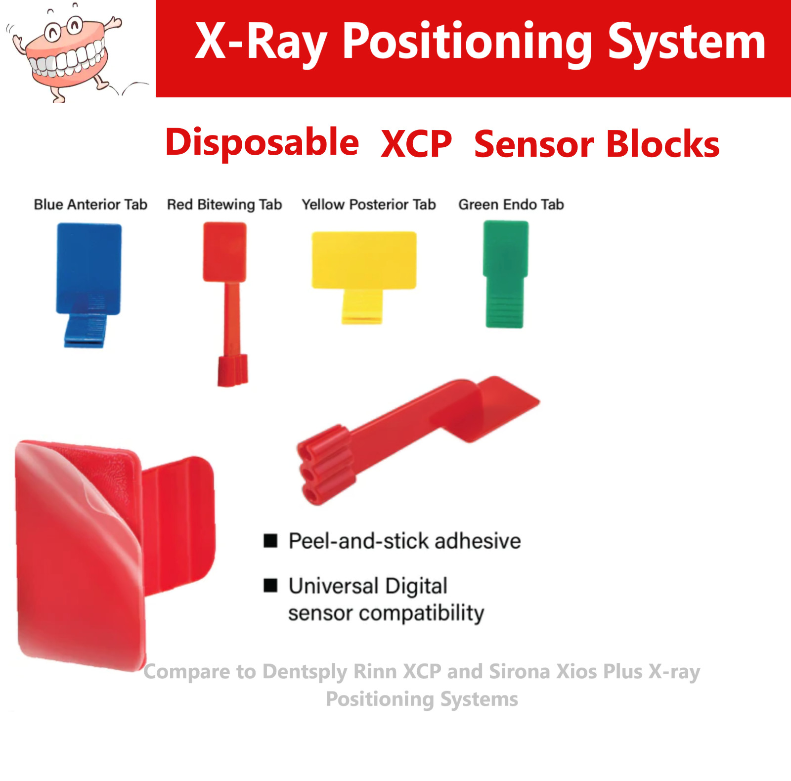 Dental X-Ray XCP Xios Posterior, Bitewing, Anterior, Adhesive Sensor Biteblocks