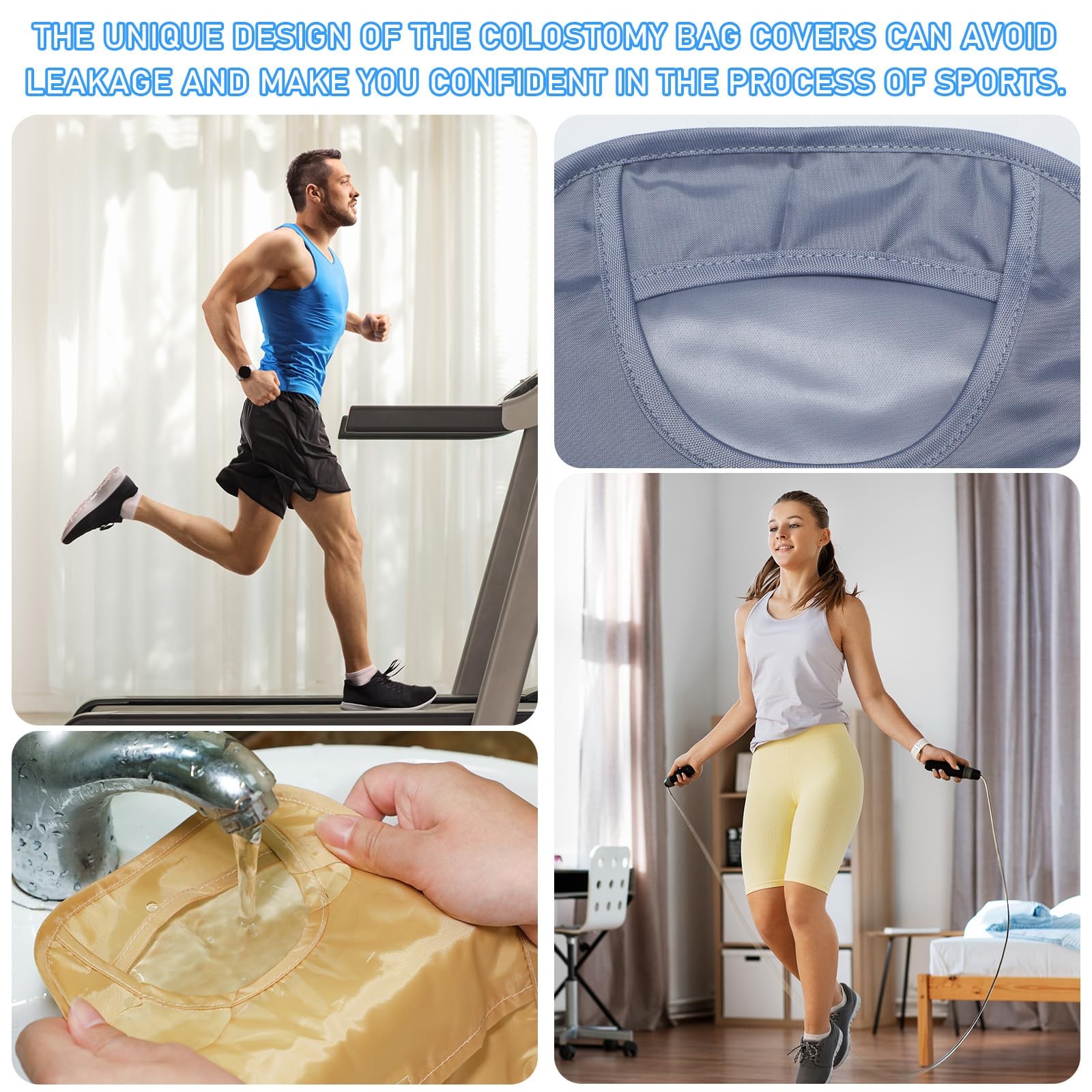 Nuenen 6 Pcs Ostomy Bag Covers approx. 9.06 x 7.09 inches, Black, Gray, Nude