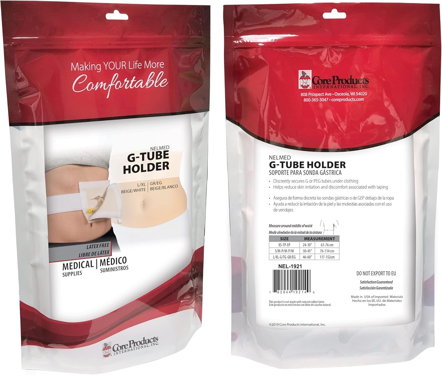 Discreet & Adjustable NelMed Feeding Tube Holder for G, J Tubes – Large 45-60″