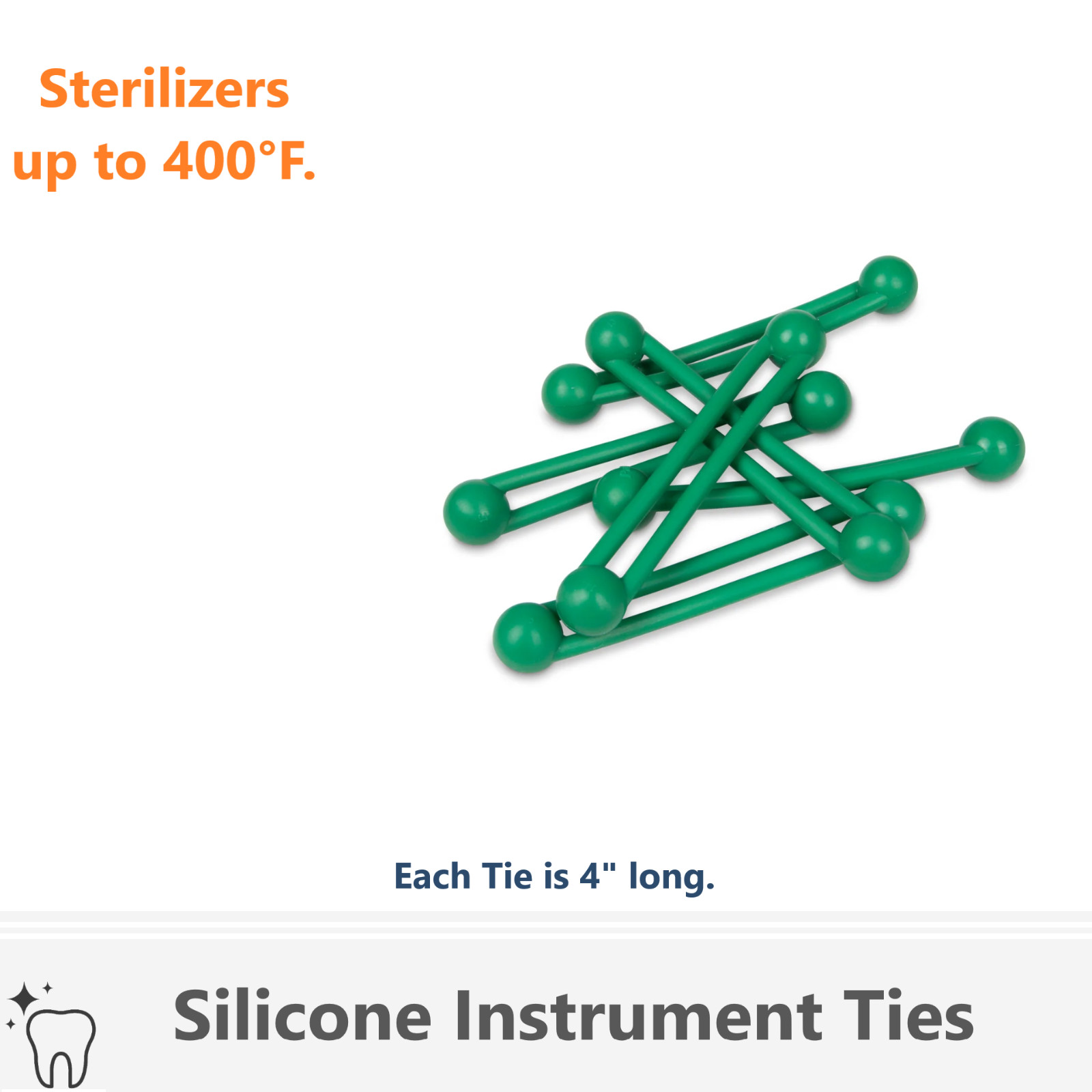 Dental Silicone Instrument Ties – Bundling System, Sterilize Upto 400F, 4″ Long