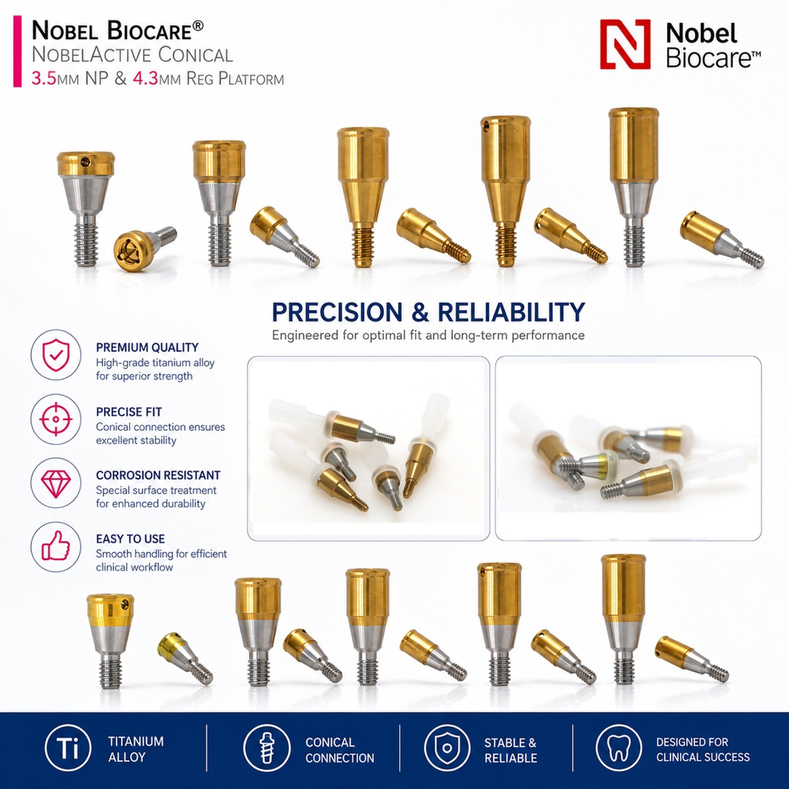 US Nobel Biocare Zest Locator Overdenture NOBEL Abutment NP & RP Retention Caps