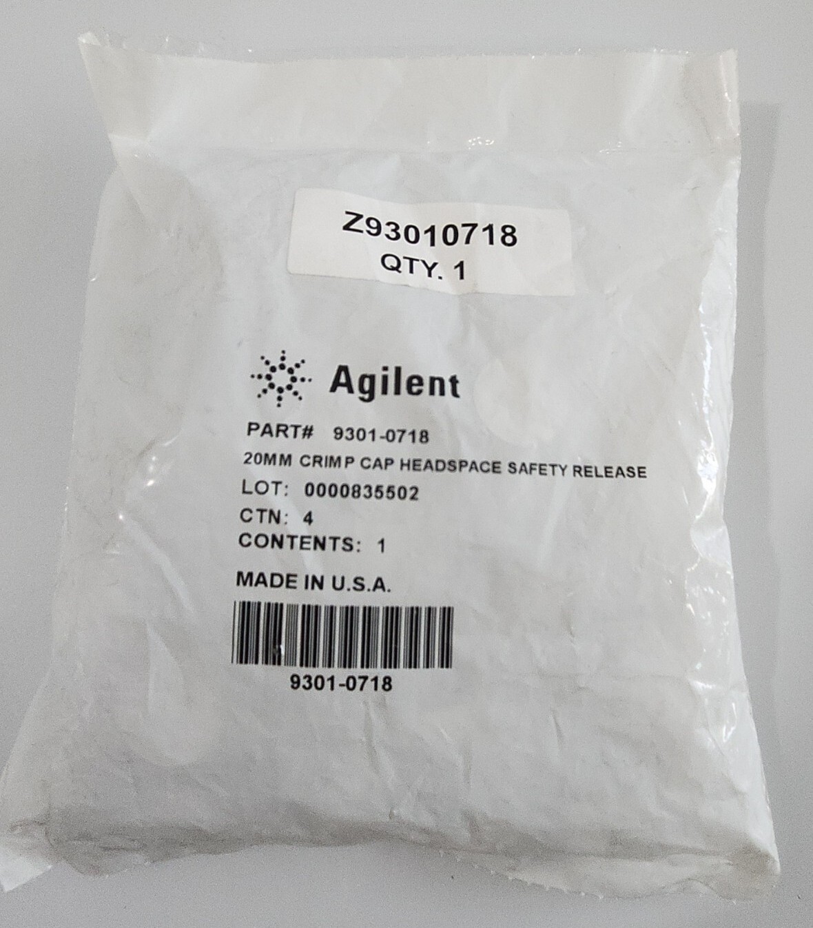 *FACTORY SEALED* [100] Agilent 9301-0718 20mm Crimp Cap Headspace + Warranty!