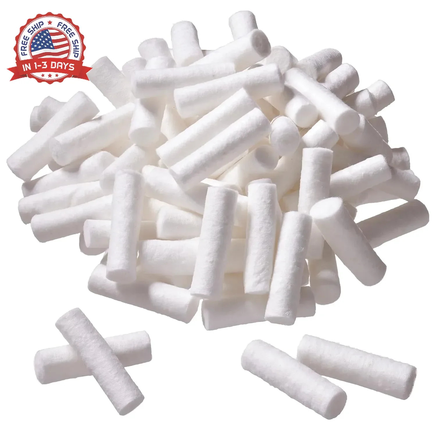 100 Dental Cotton Rolls, 1.5 Inch Nosebleed Plugs for Kids or Adults – Extra Abs