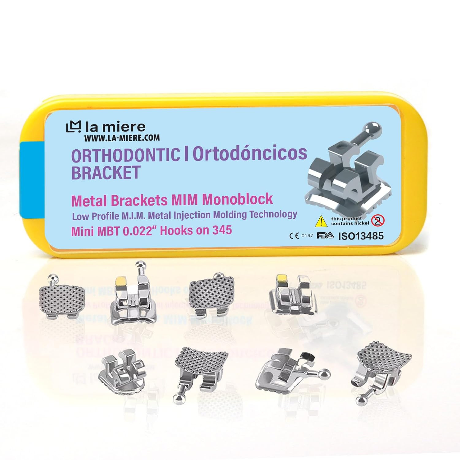 20PCS Teeth Metal Braces, MIM Monoblock Brackets, 0.22 Slots 3-4-5 with Hooks 20