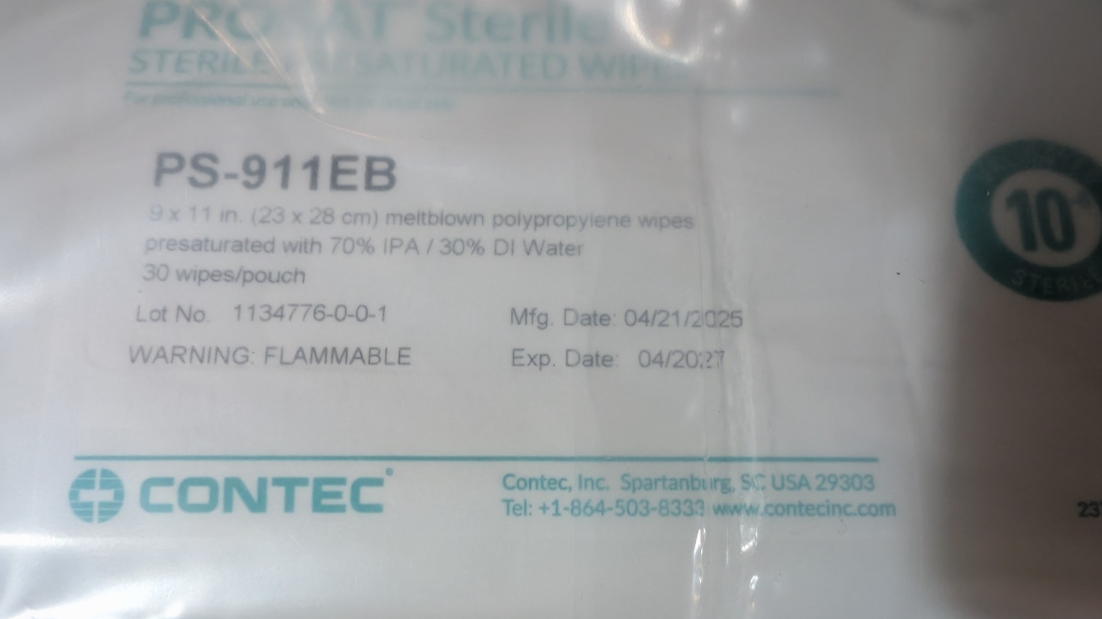 PROSAT Sterile PreSaturated Cleanroom Wipes Case 12 Packs of 30 Exp 04/2027