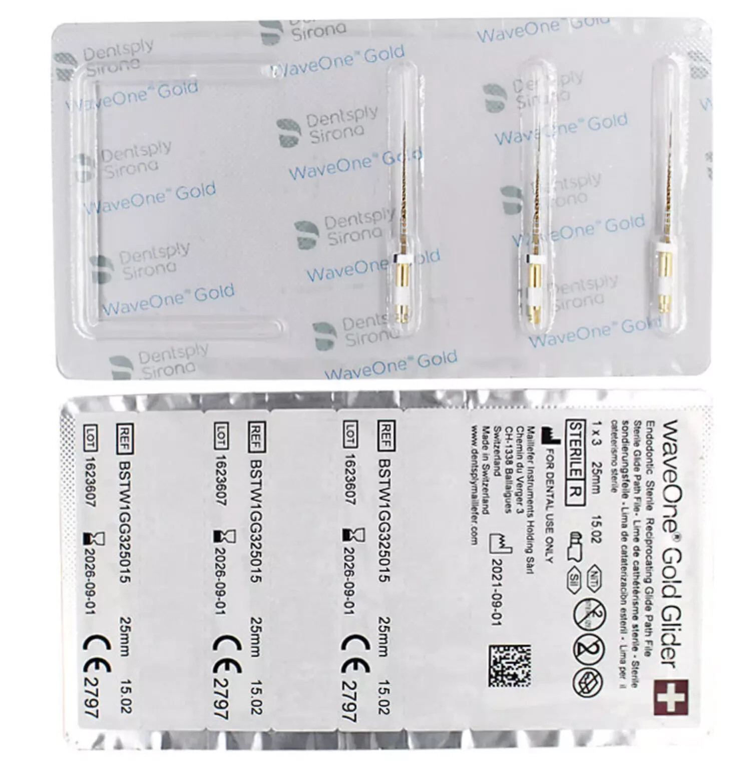 Waveone Gold Glider 25mm RECIPROCATING Glide Path File Dentsply-15 files (5 pks)